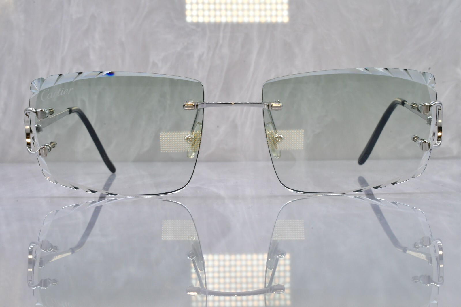 Cartier big c diamond cut lenses wood horn trivex Sunglasses ct0092o Green Smoke