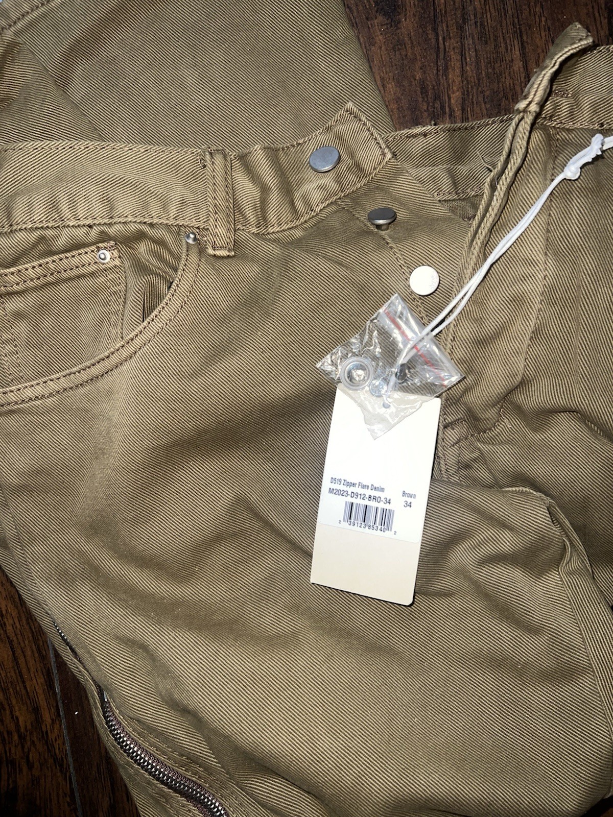 MNML D519 Zipper Flare Denim Size 34 Brand New. Never Worn With Tags