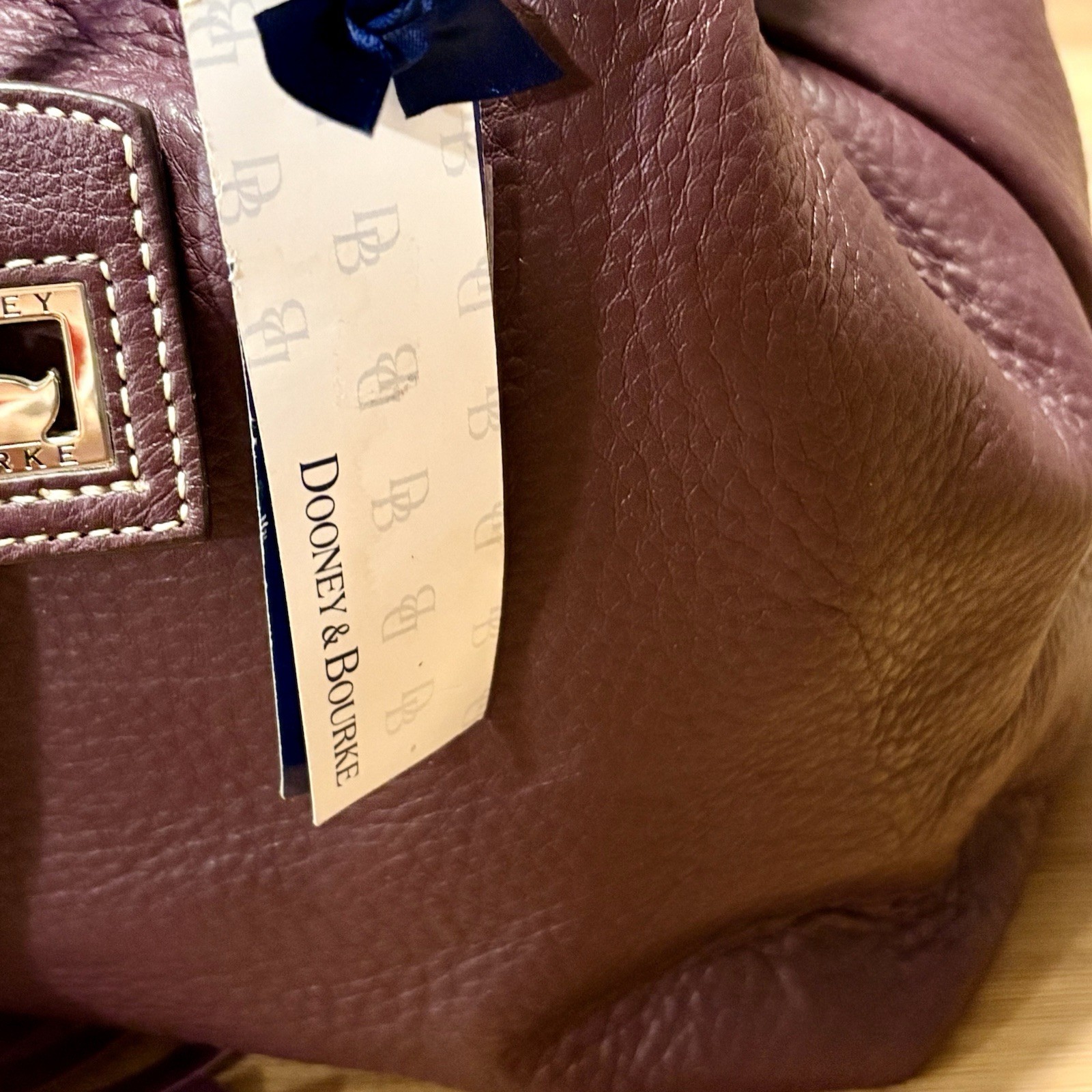 NWT Dooney & Bourke Handle Grommet Drawstring Bag Grape Purple Leather 2P770 GP