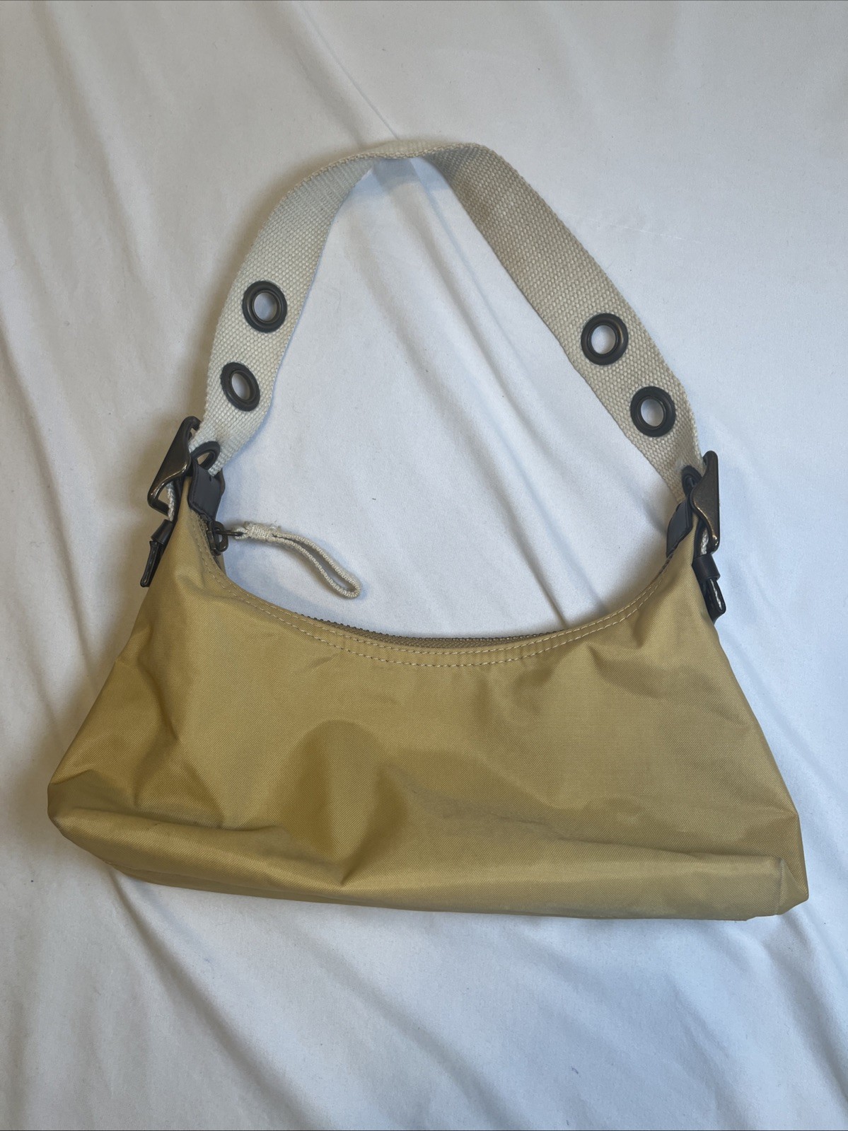 Gap Tan Shoulder Bag Mini Purse Y2K Zip Shut 9.5 x 4.5 Inches Canvas Strap