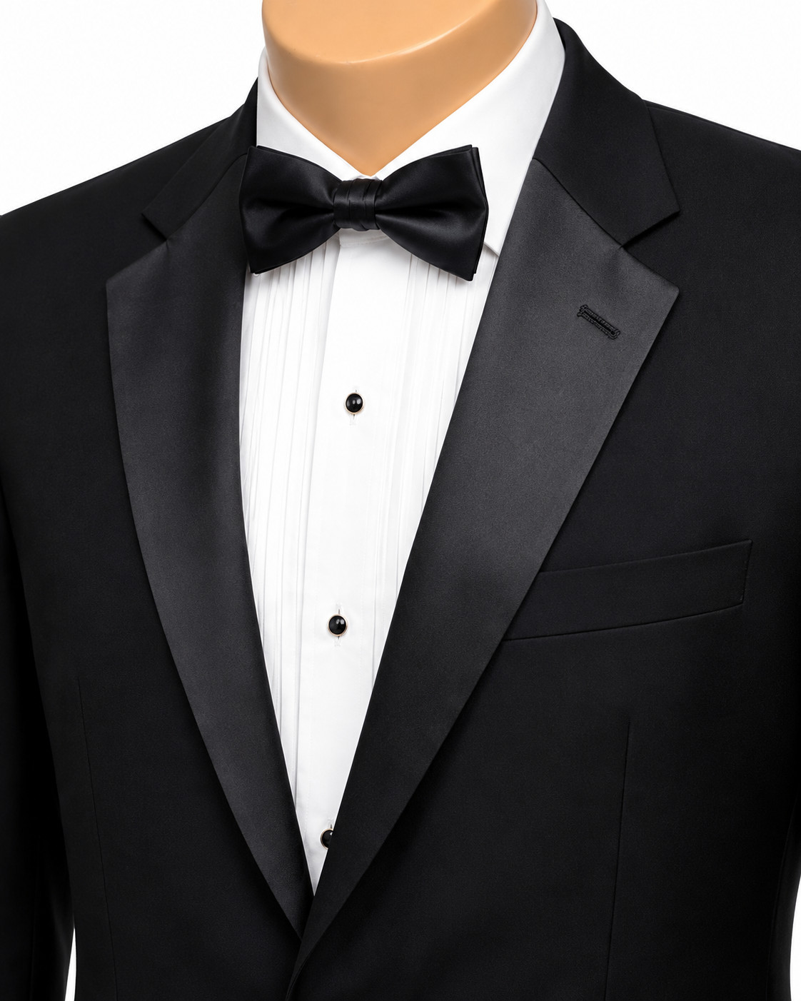 Men’s Black Jean Yves Tuxedo Two-Button with Satin Notch Lapels Size 46R 38W