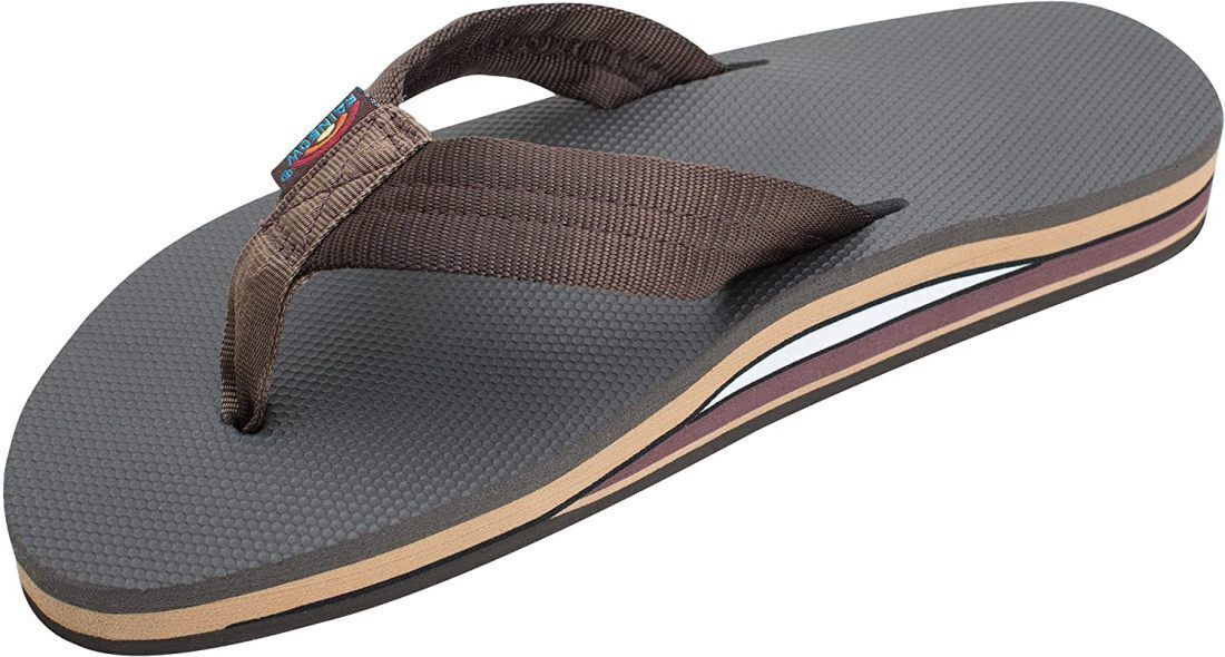 Man Rainbow Classic Rubber Double Layer Soft Top Nylon Strap 302ARP Brown New