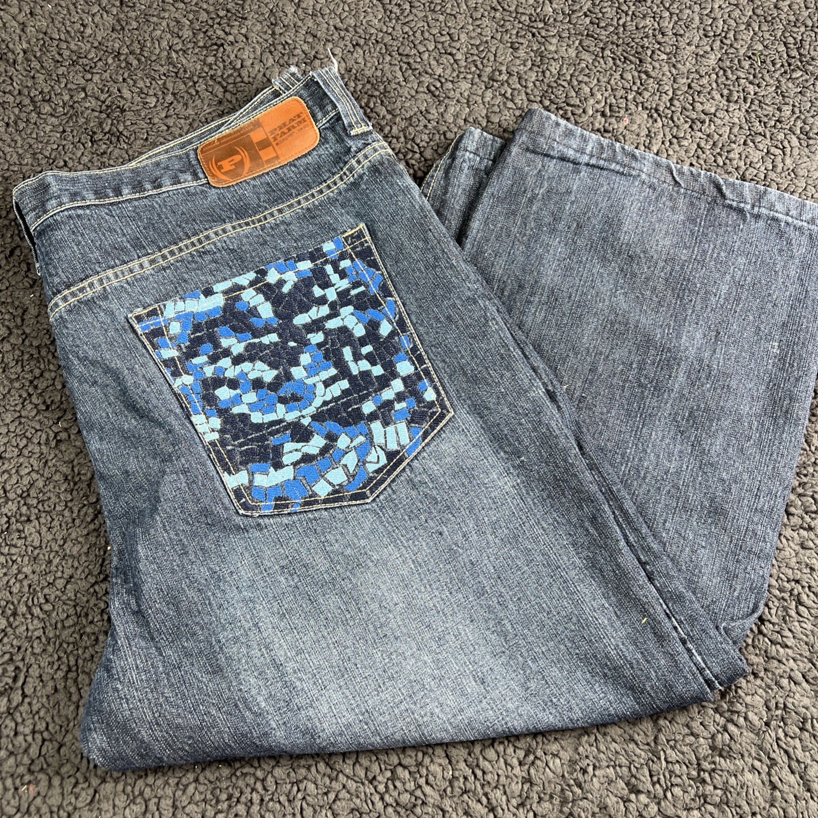 VINTAGE Phat Farm Jeans Size 40×33 Baggy Wide Leg 90’s Grunge Y2K Hip Hop Mens