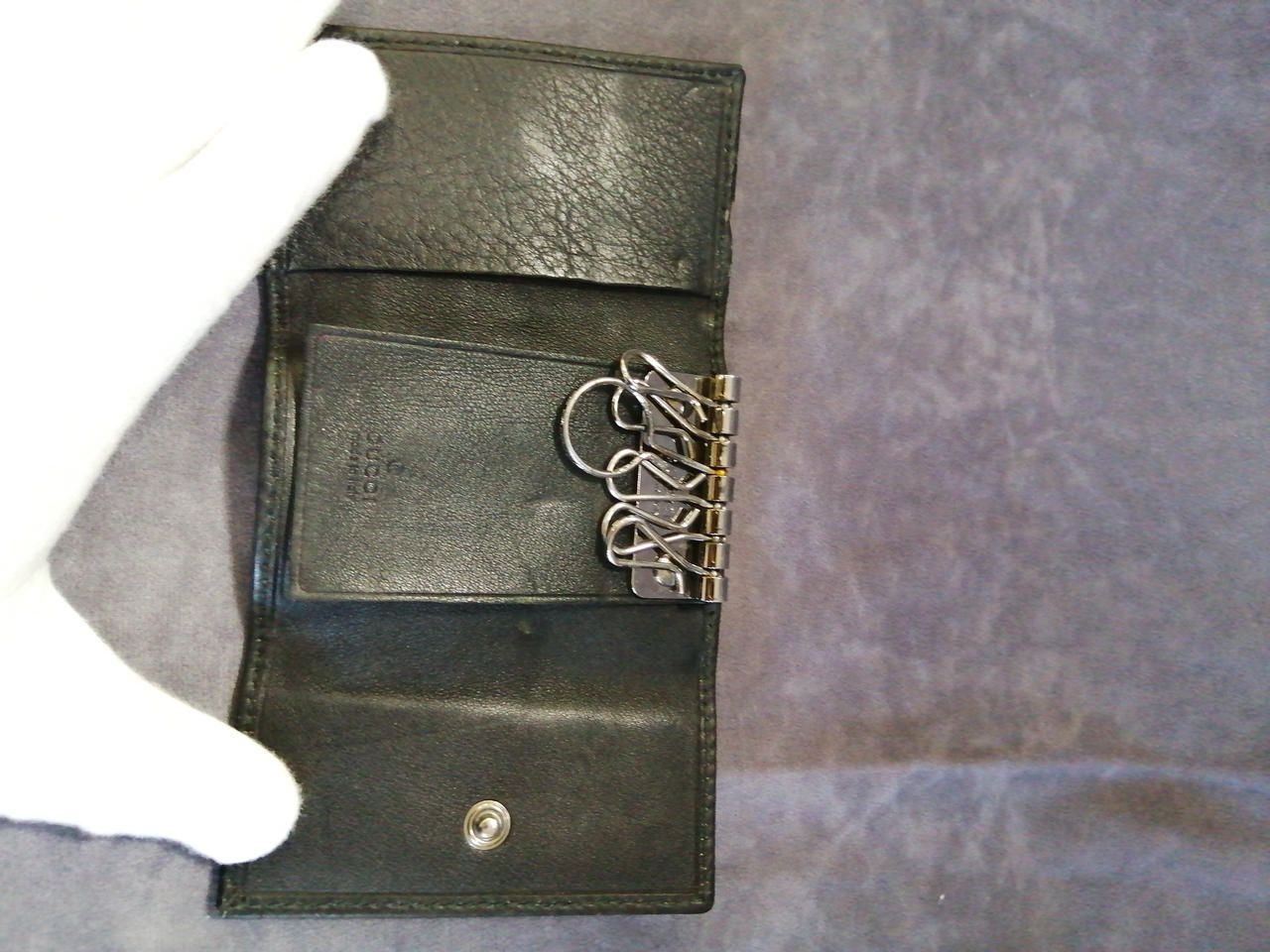 GUCCI 6-Key Case Shima Sherry Line Leather Canvas Used