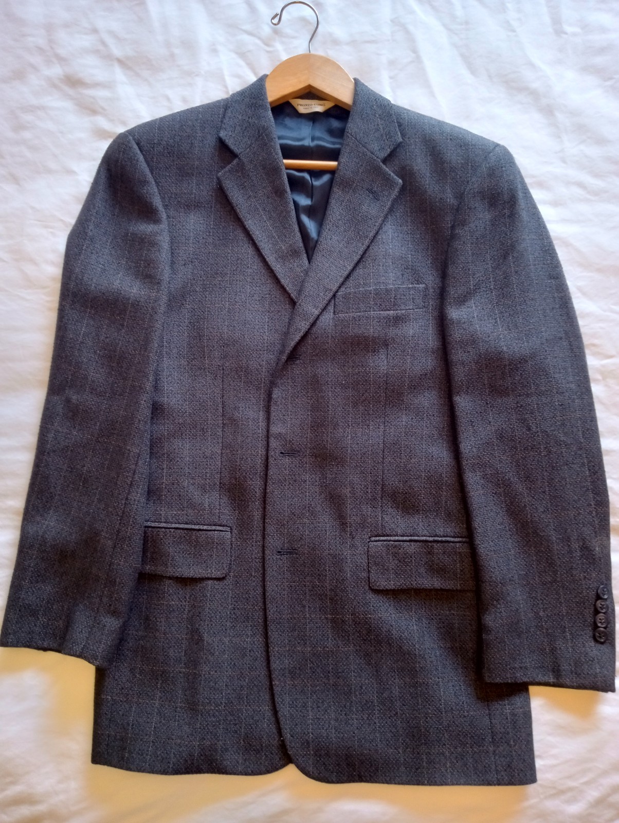 Pronto Uomo Blue & Charcoal Windowpane Silk Wool Sportcoat Blazer 37R
