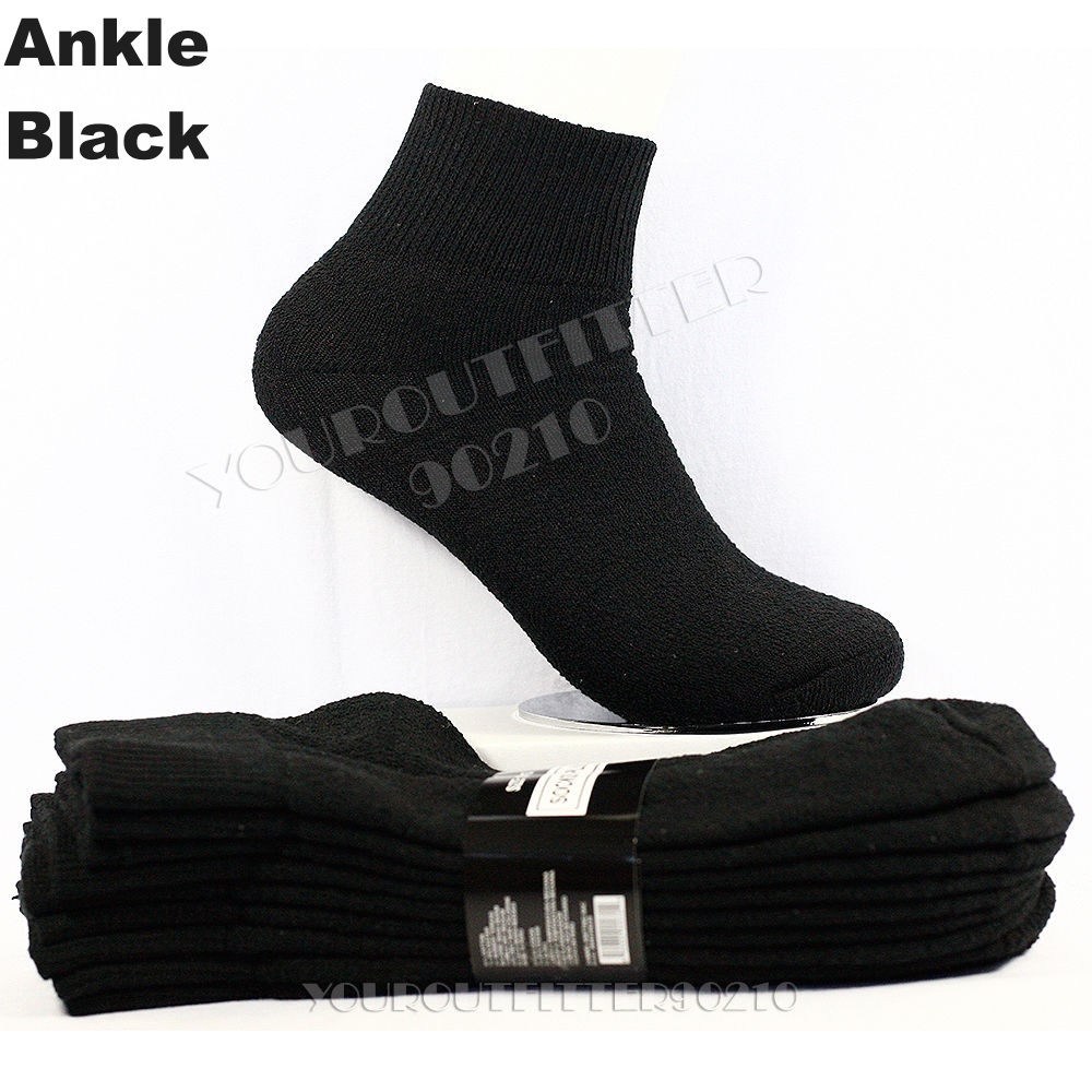 Men Women Sport Heavy Cotton Socks Lot Low Quarter Ankle Crew 9-11, 10-13, 13-15