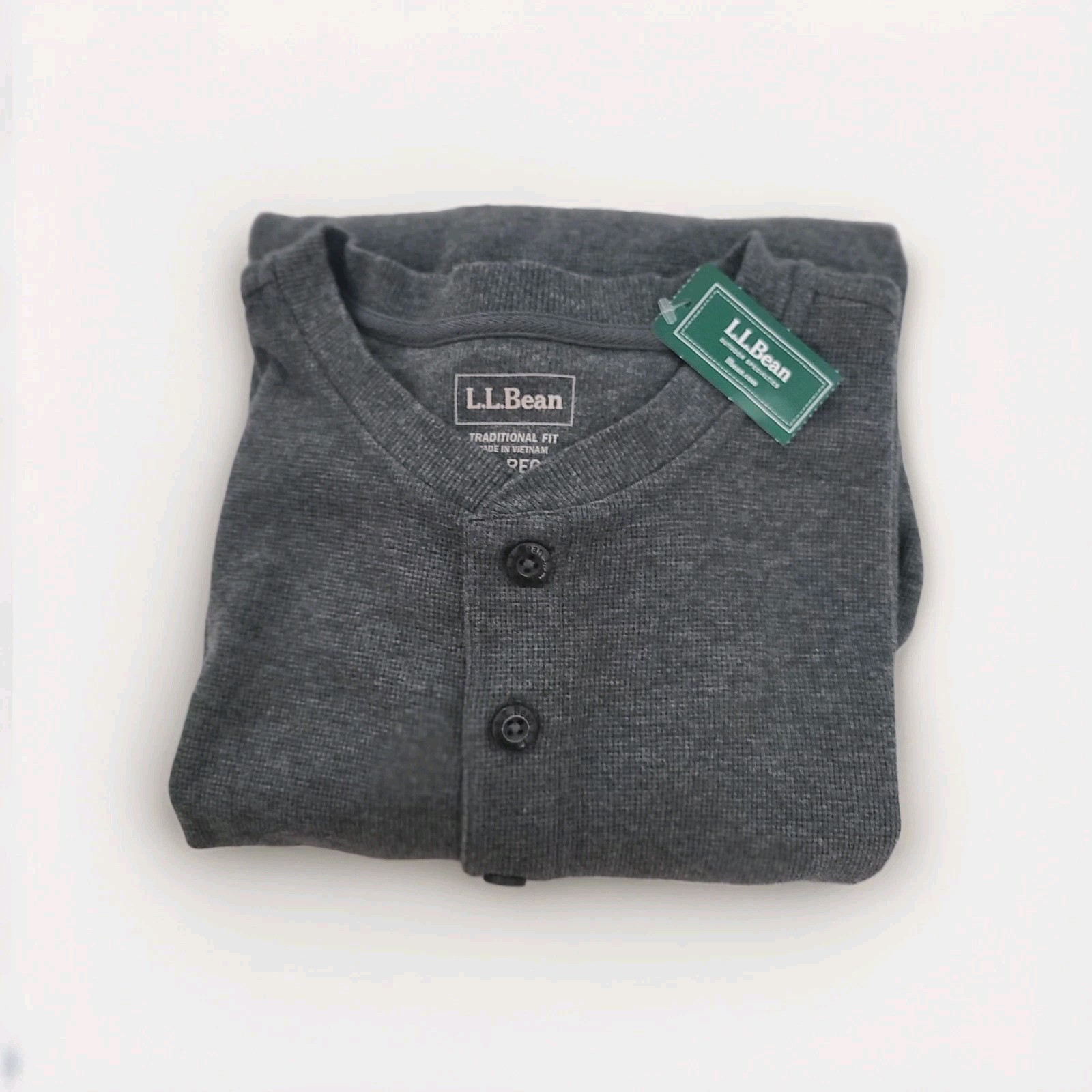Men’s LL Bean Dk Gray Long Sleeve 3-Button Thermal Henley Size XL REG 502224 NWT