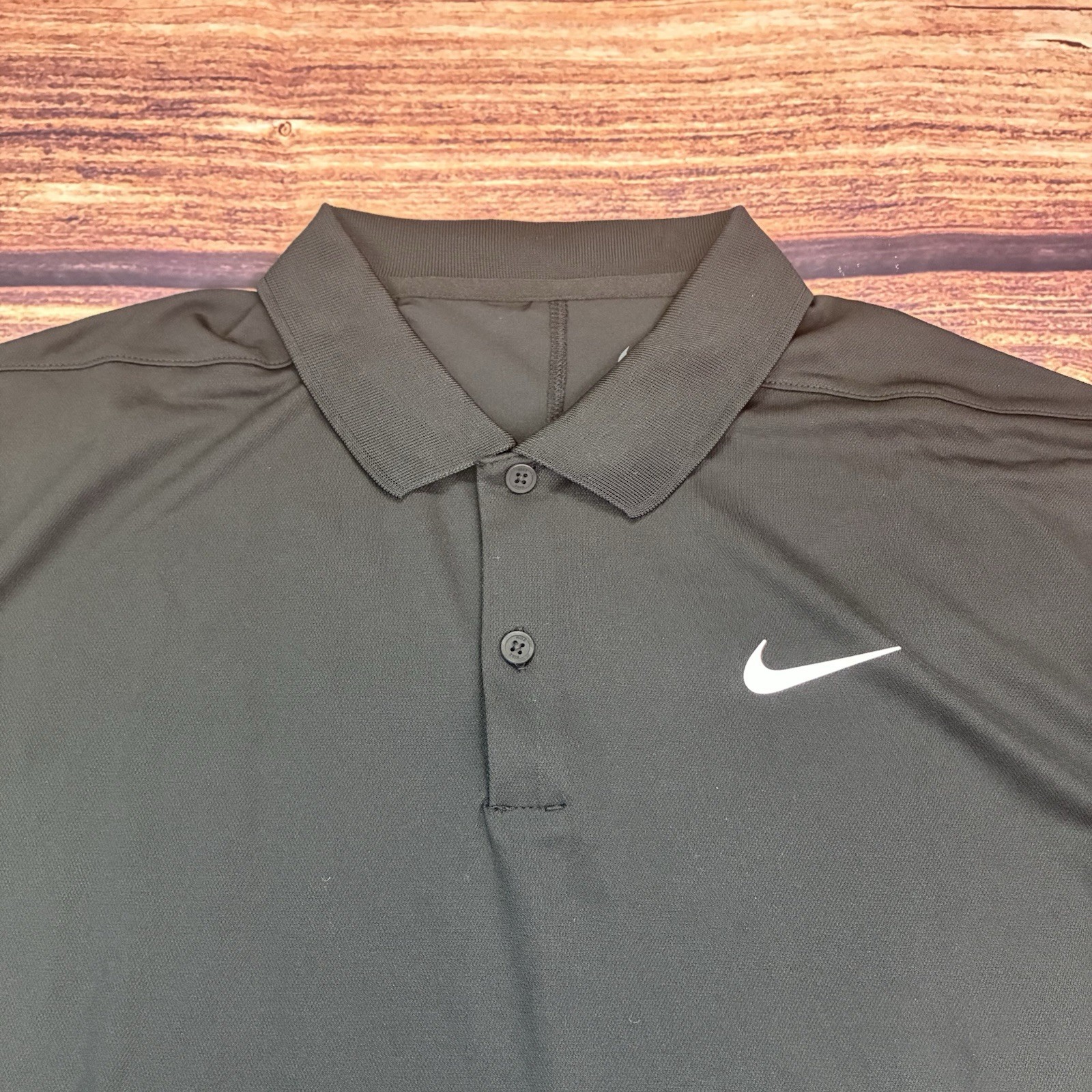Nike Dri-FIT Mens Victory Solid Tennis Polo Shirt Black White Swoosh L DD8372