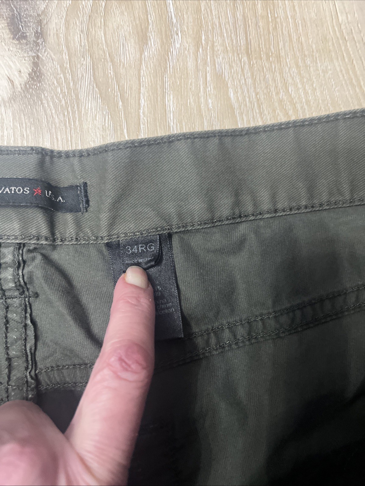 John Varvatos USA Button Fly Lightweight 5-Pocket Pants Olive Green Size 34