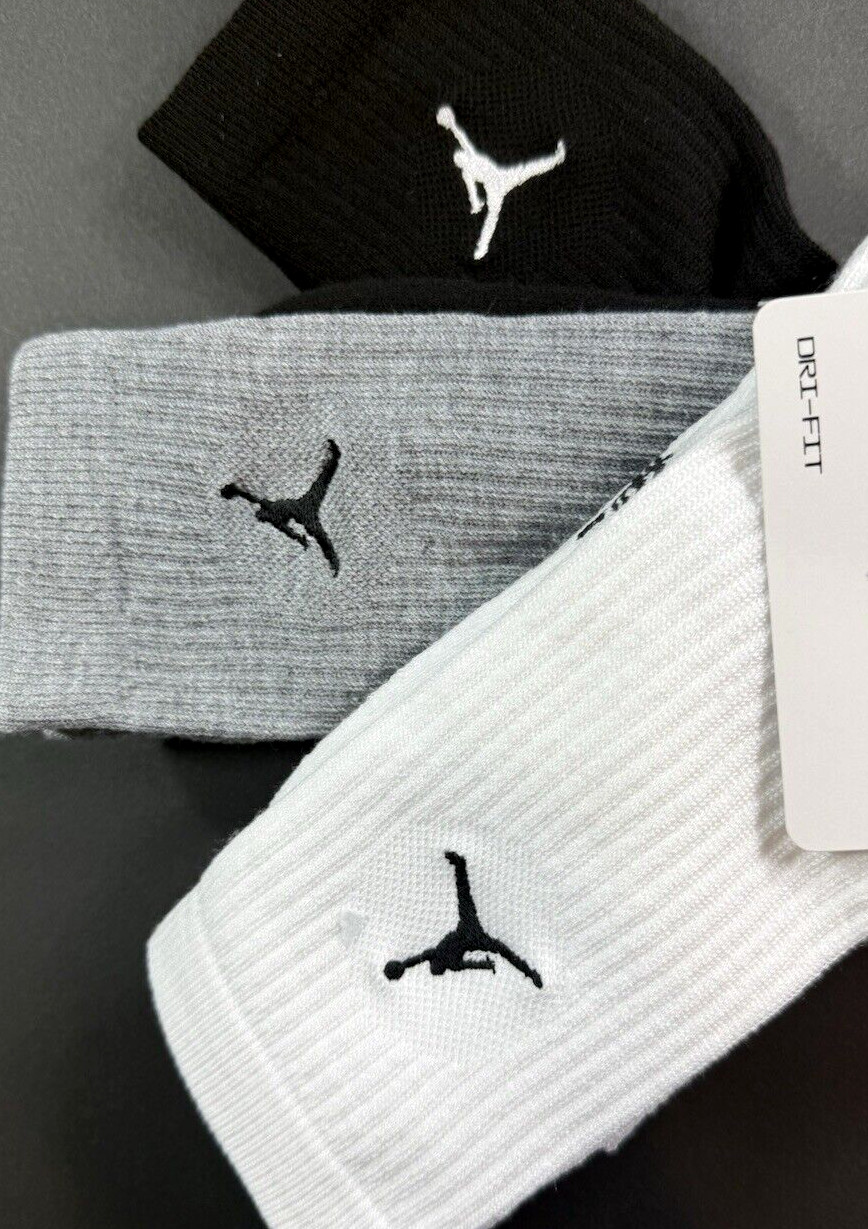 Authentic JORDAN Crew Socks / 3 Pack-3 Pairs / Men’s Size 8 -12 / ASSORTED / NWT
