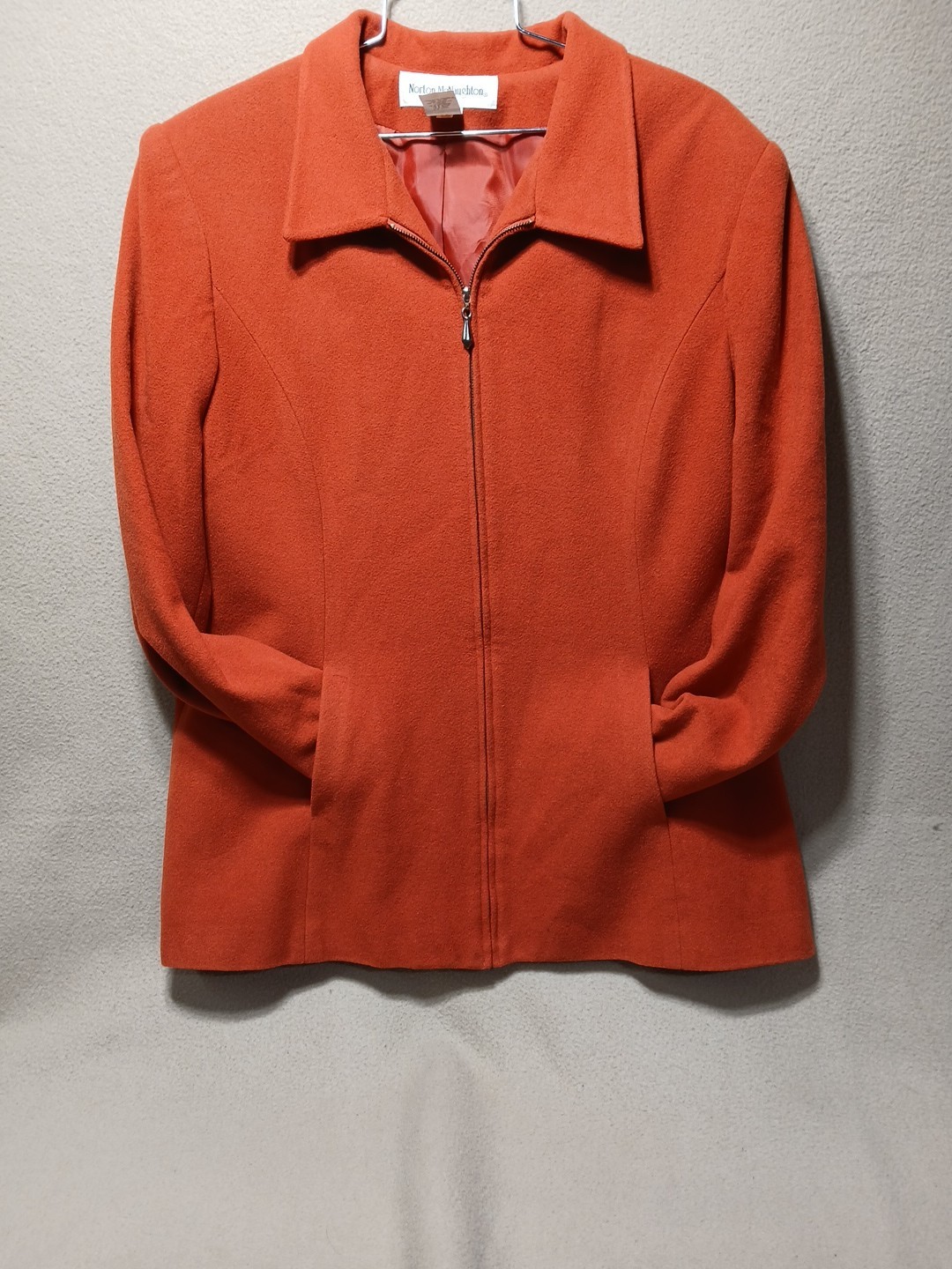 Norton McNaughton Jacket Size 12 Wool/Cashmere Full Zip Burnt Orange Soft A-Line