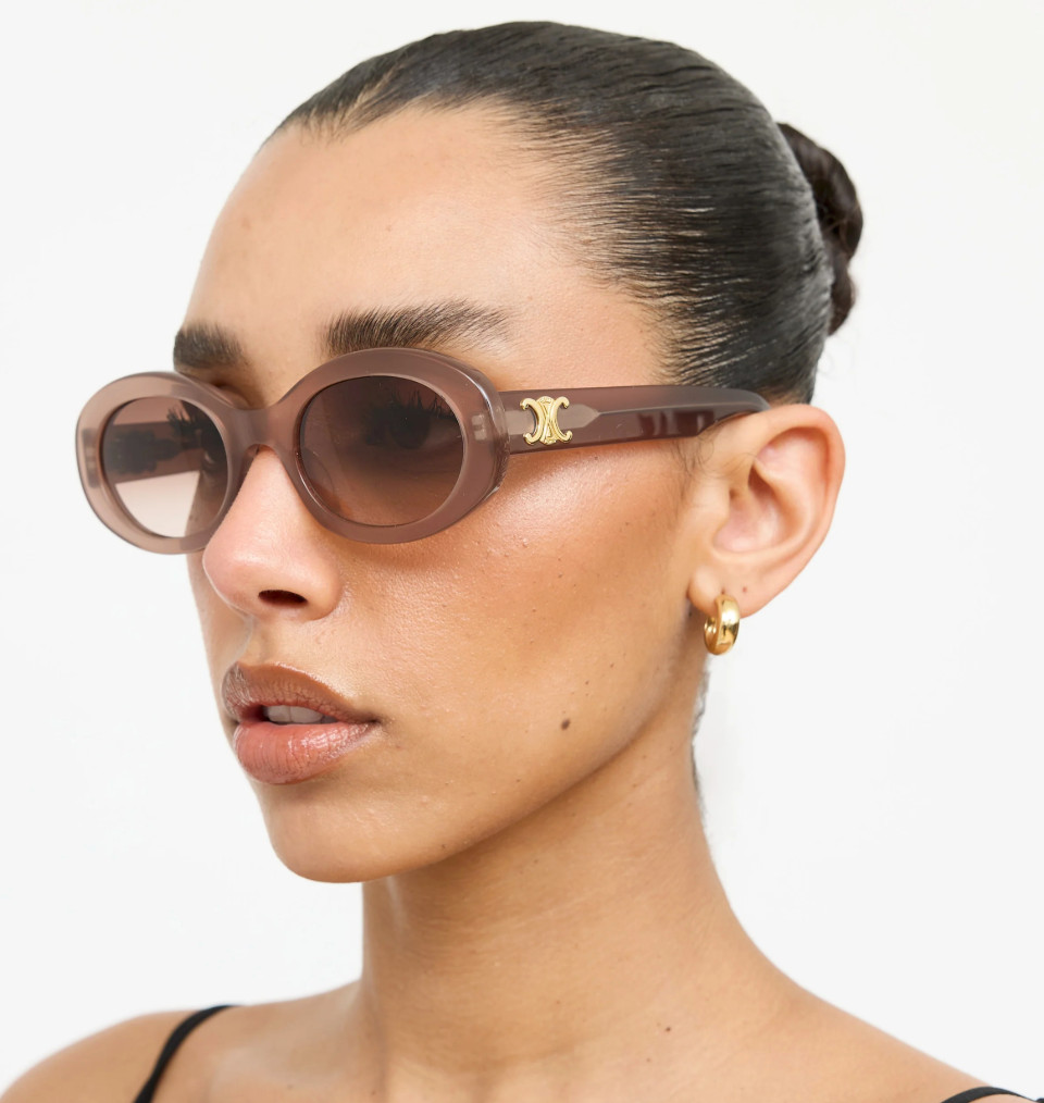 Celine CL40194U 45F Triomphe Sunglasses Brown Crystal Gradient Authentic w/ Case