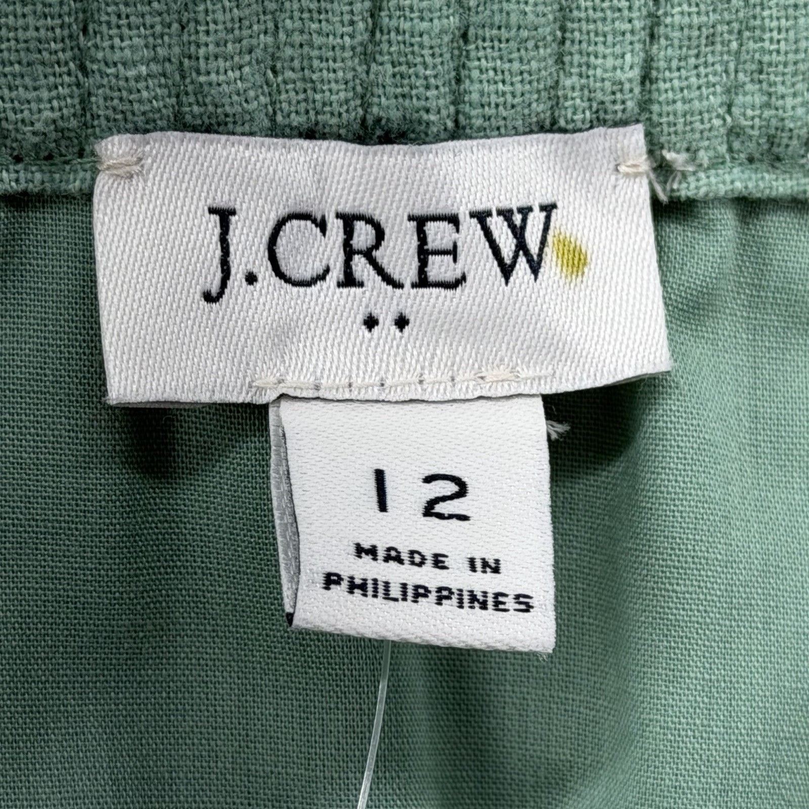 J Crew Linen Skirt Women Size 12 Green Lined Casual Elastic Waist NEW $79