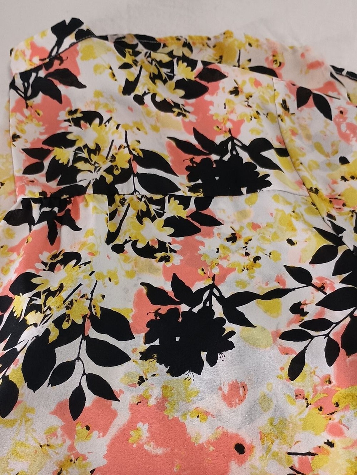 Women’s Plus Size 0X Semi Sheer Abstract Print Blouse Yellow Summer