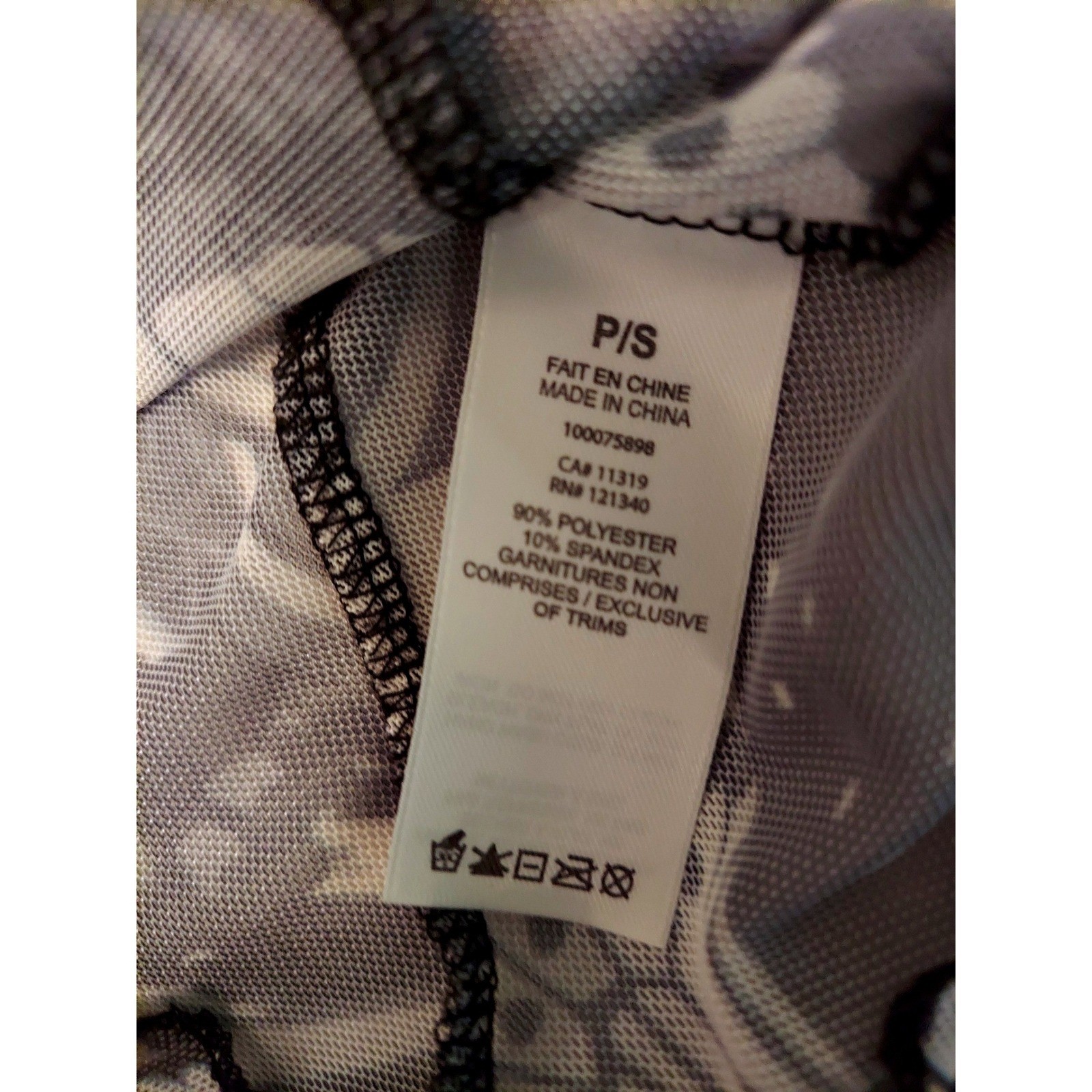Garage Butterfly Y2K Print Mesh Mock Neck Long Sleeve Top Black White Small