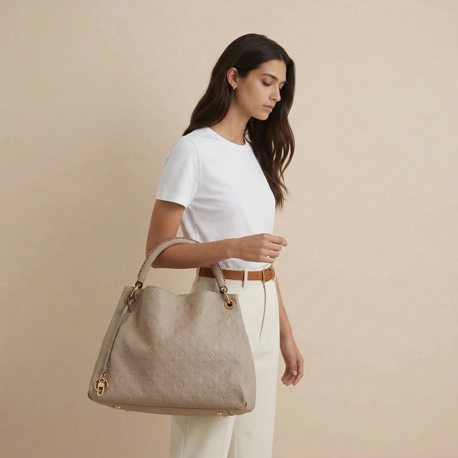 LOUIS VUITTON Artsy MM Monogram Empreinte Cream White