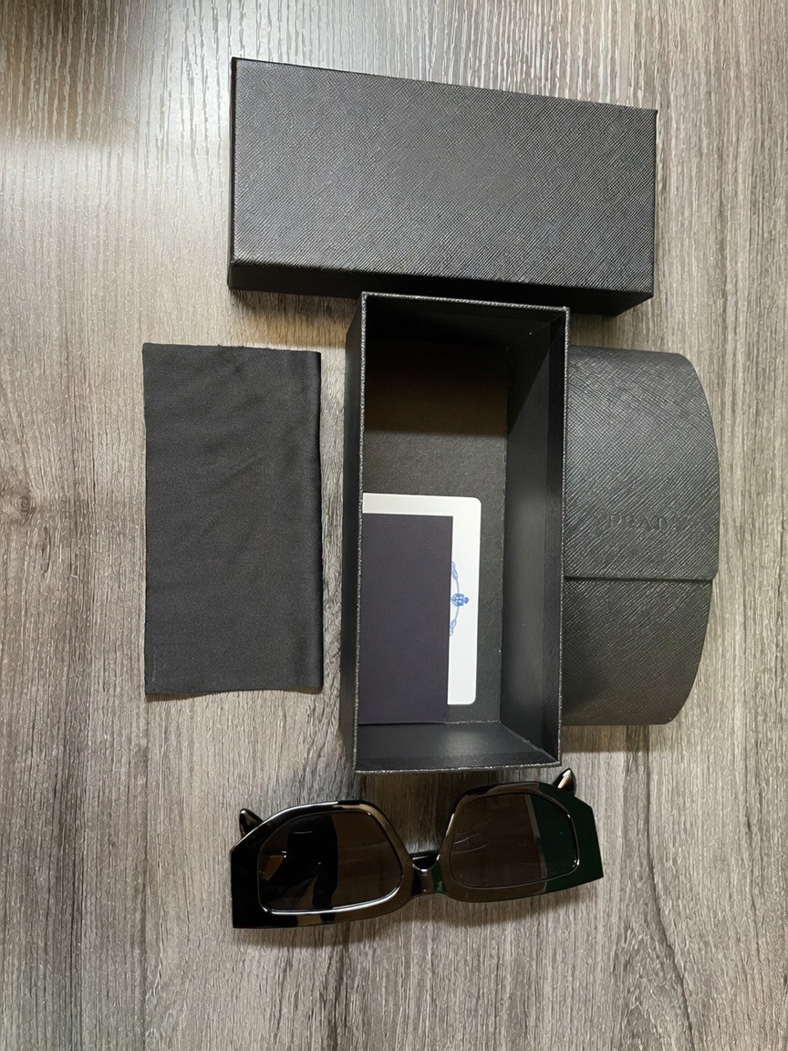 Prada Sunglasses 8297 Shiny Black/ Black lenses, Big 142 mm Frame Width, Italy