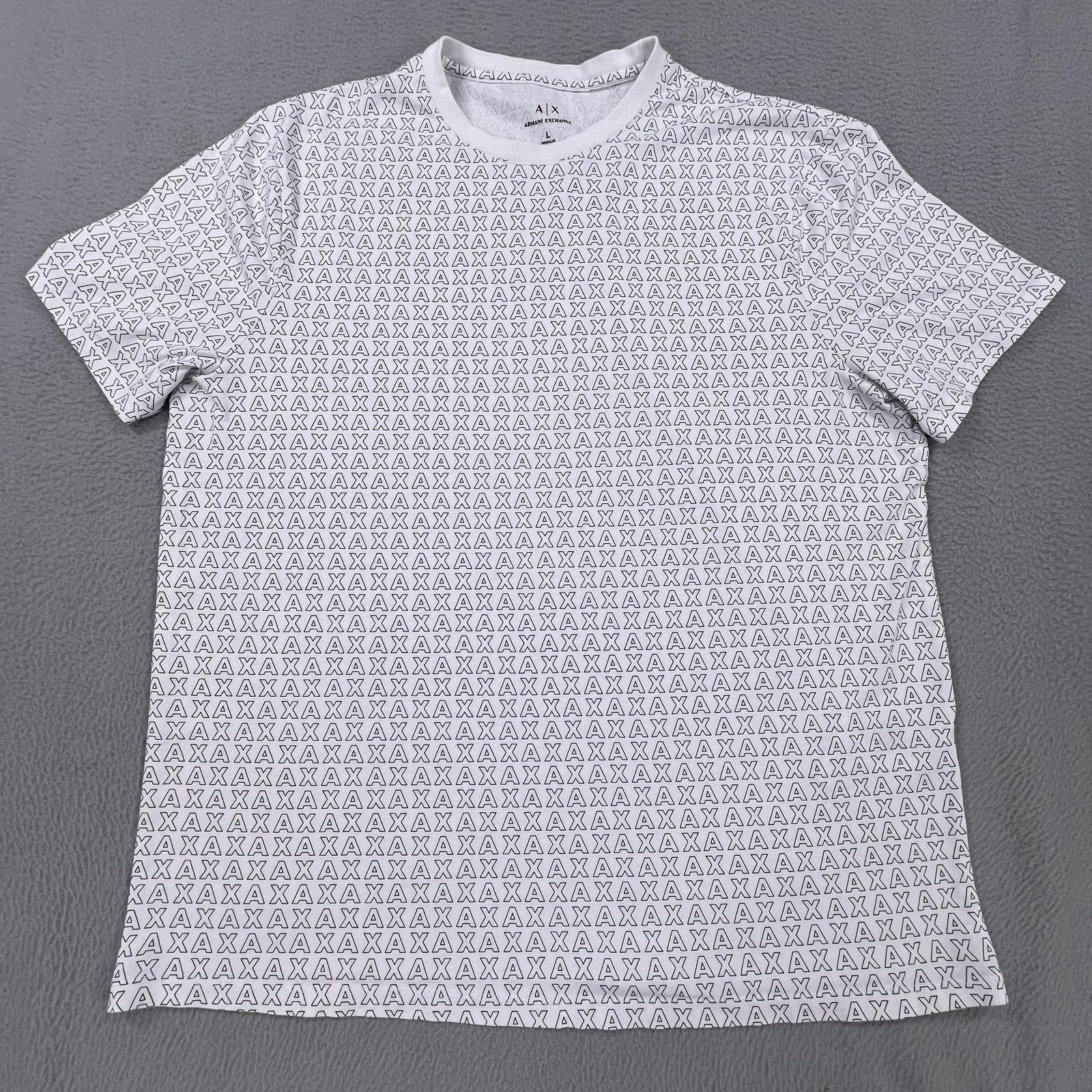 Armani Exchange Shirt Mens Large White Allover AX Logo Monogram Crewneck Tee