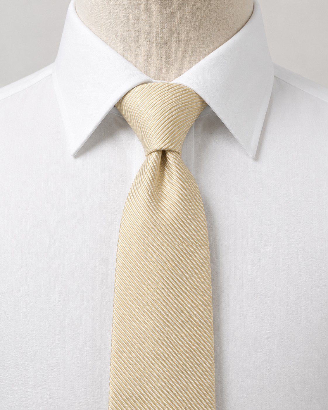 Tino Cosma Made in Italy Men’s Gold Cream Striped Tie 59in x 3.5in