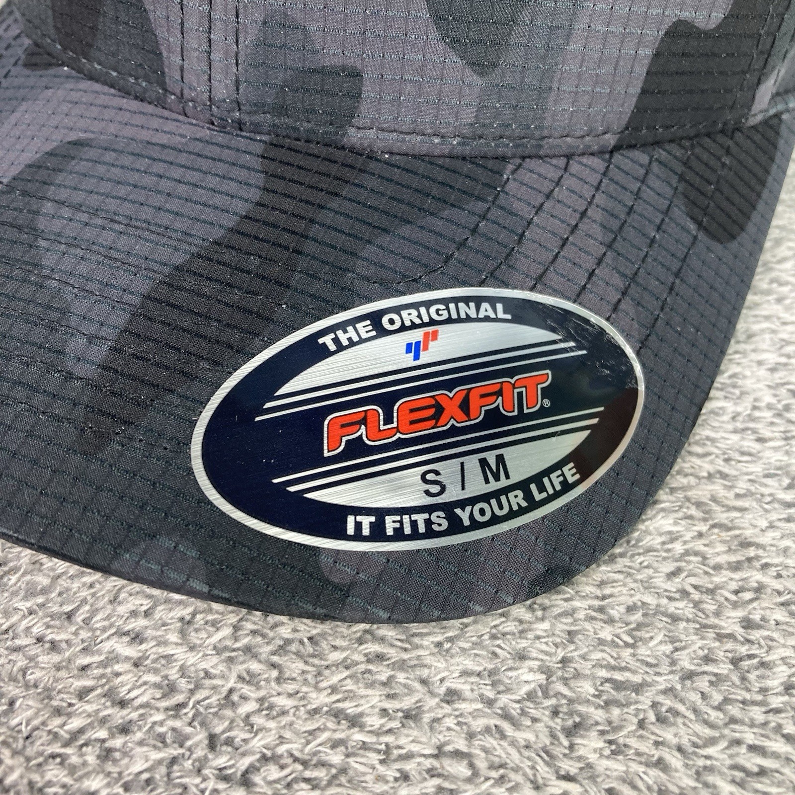 Fox Racing Hat OG Logo Tech FlexFit Camo Adult Men’s Black Gray S/M NEW
