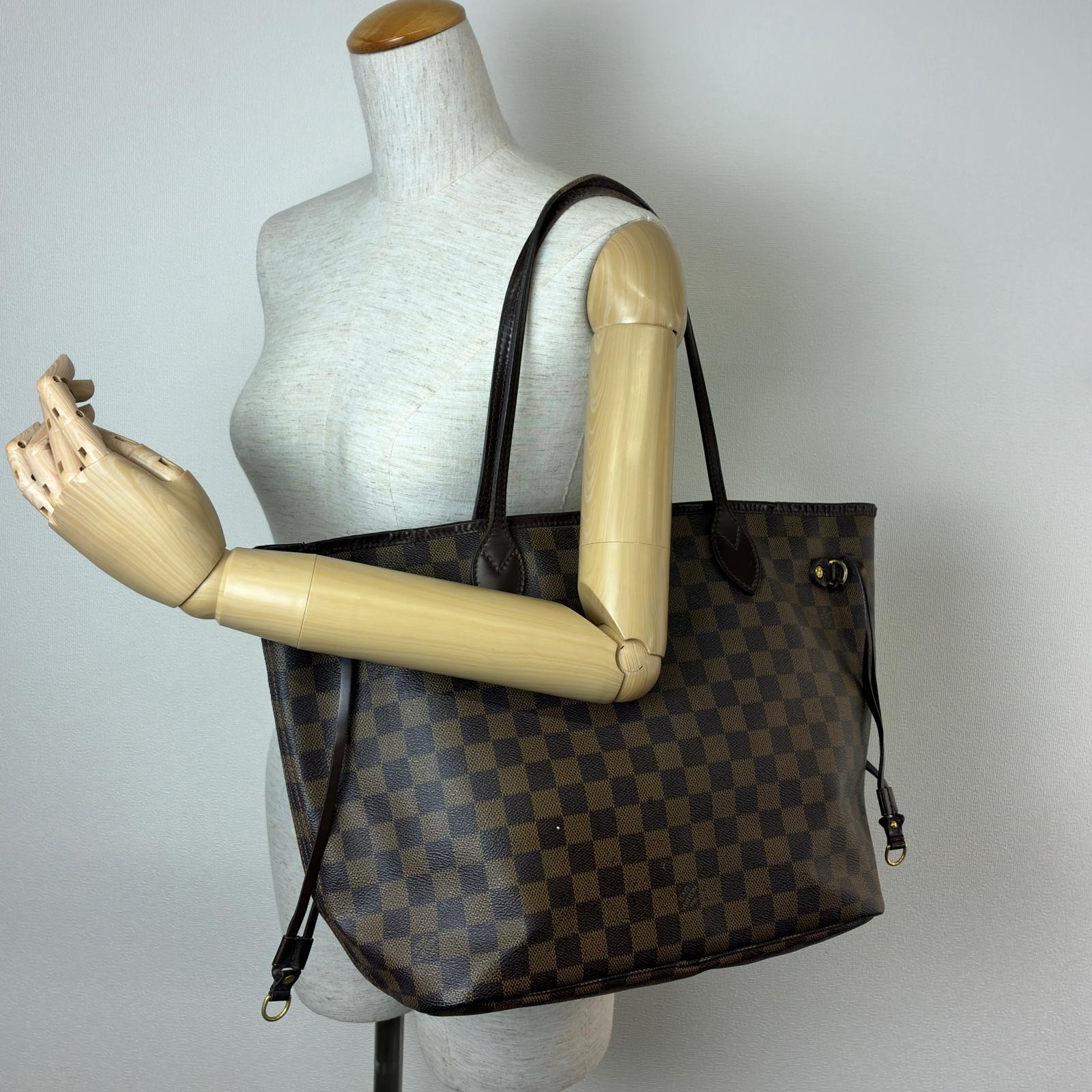 LOUIS VUITTON Neverfull MM Tote Bag N51105 Damier canvas Brown
