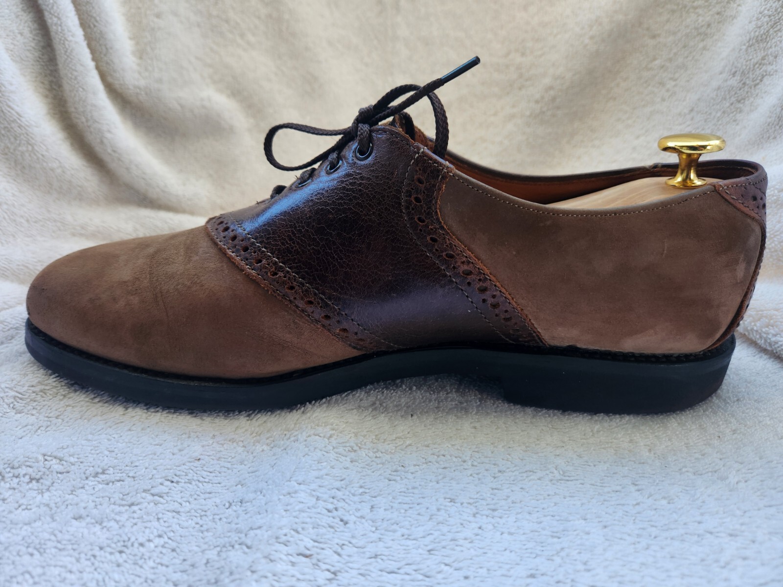 Allen Edmonds Two Tone Size 10 D Brown/Dark Brown Suede Dress Shoes 01350 Men