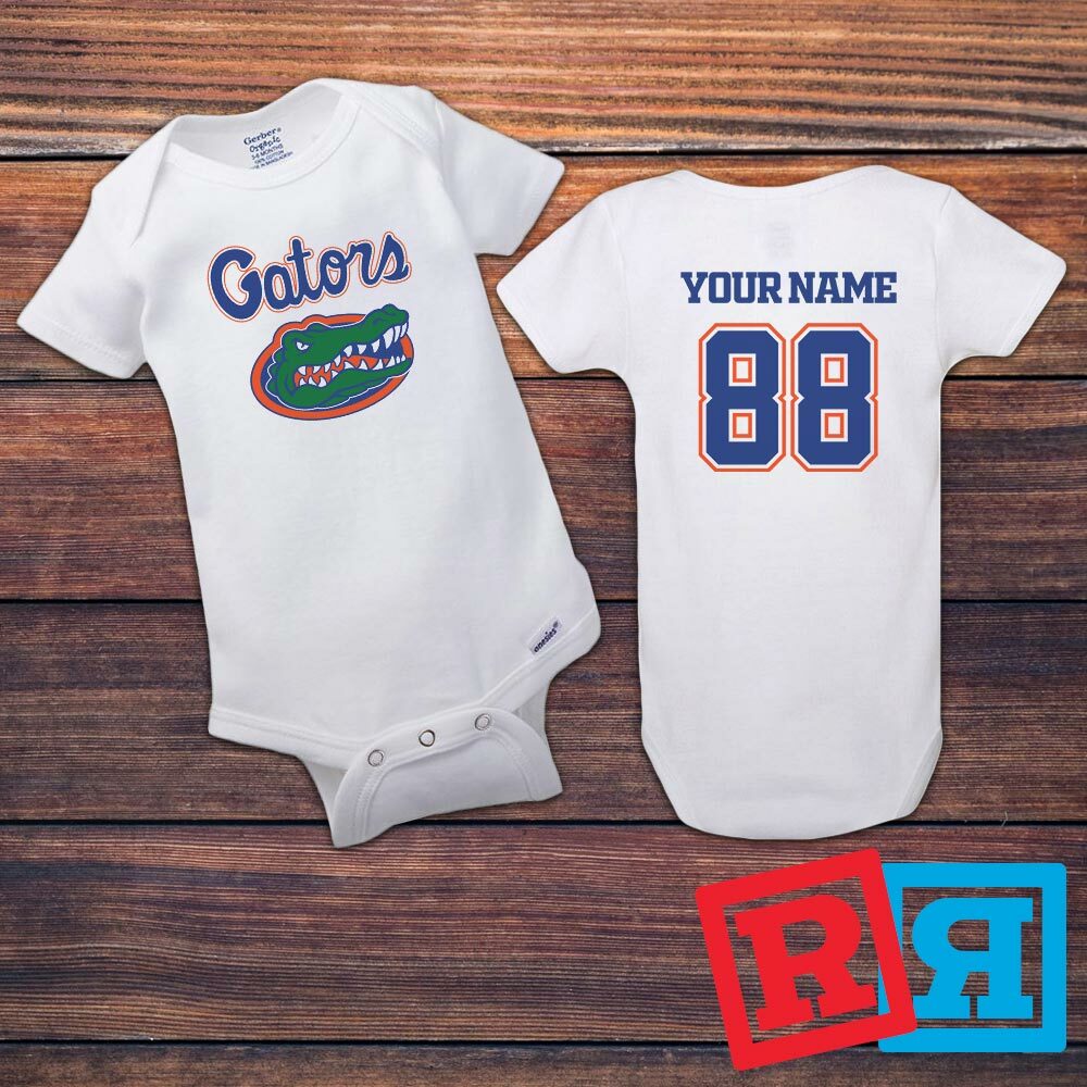 Personalized Florida Gators Gerber Baby Onesie® Cotton White Custom Bodysuit