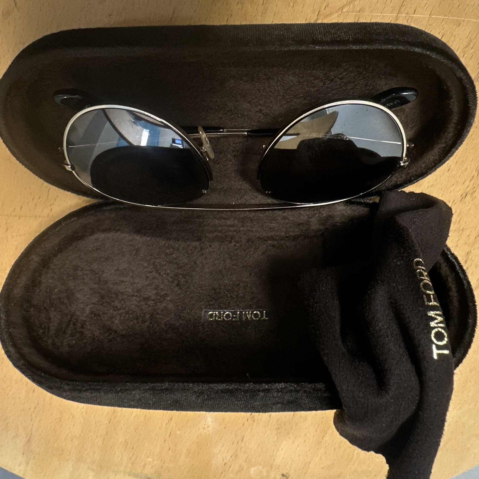 Tom Ford Men’s Aviator Sunglasses Silver Metal Frame Blue Tinted Lenses