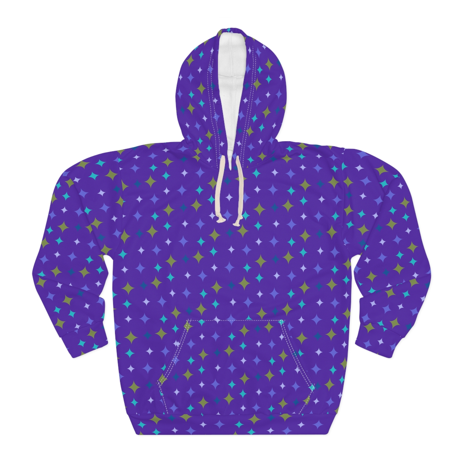 Gender Neutral Graphic Retro Stars Purple Hoodie