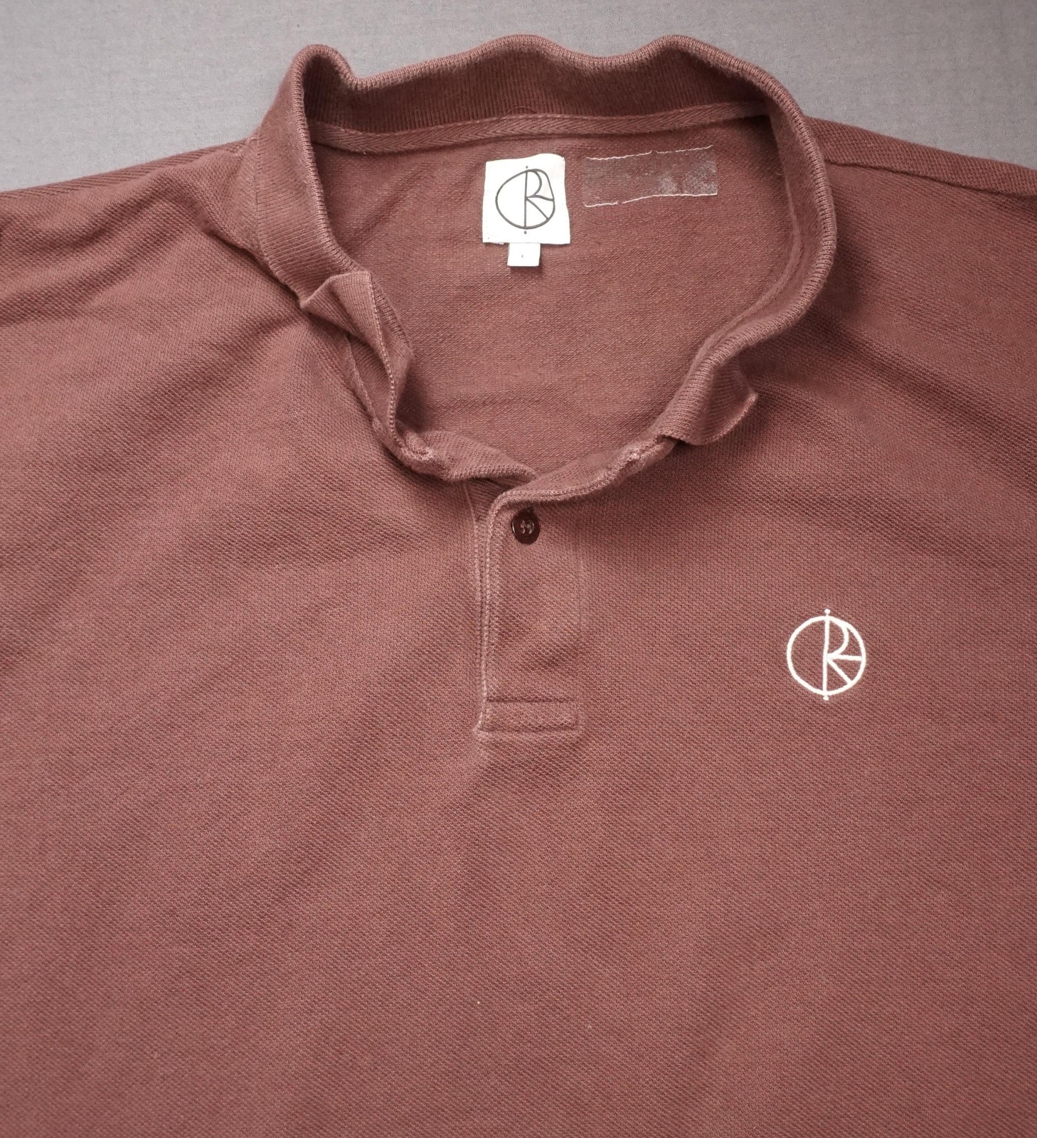 Polar Skate Co Polo Shirt Mens Large Red Bordeaux Long Sleeve Cotton Casual