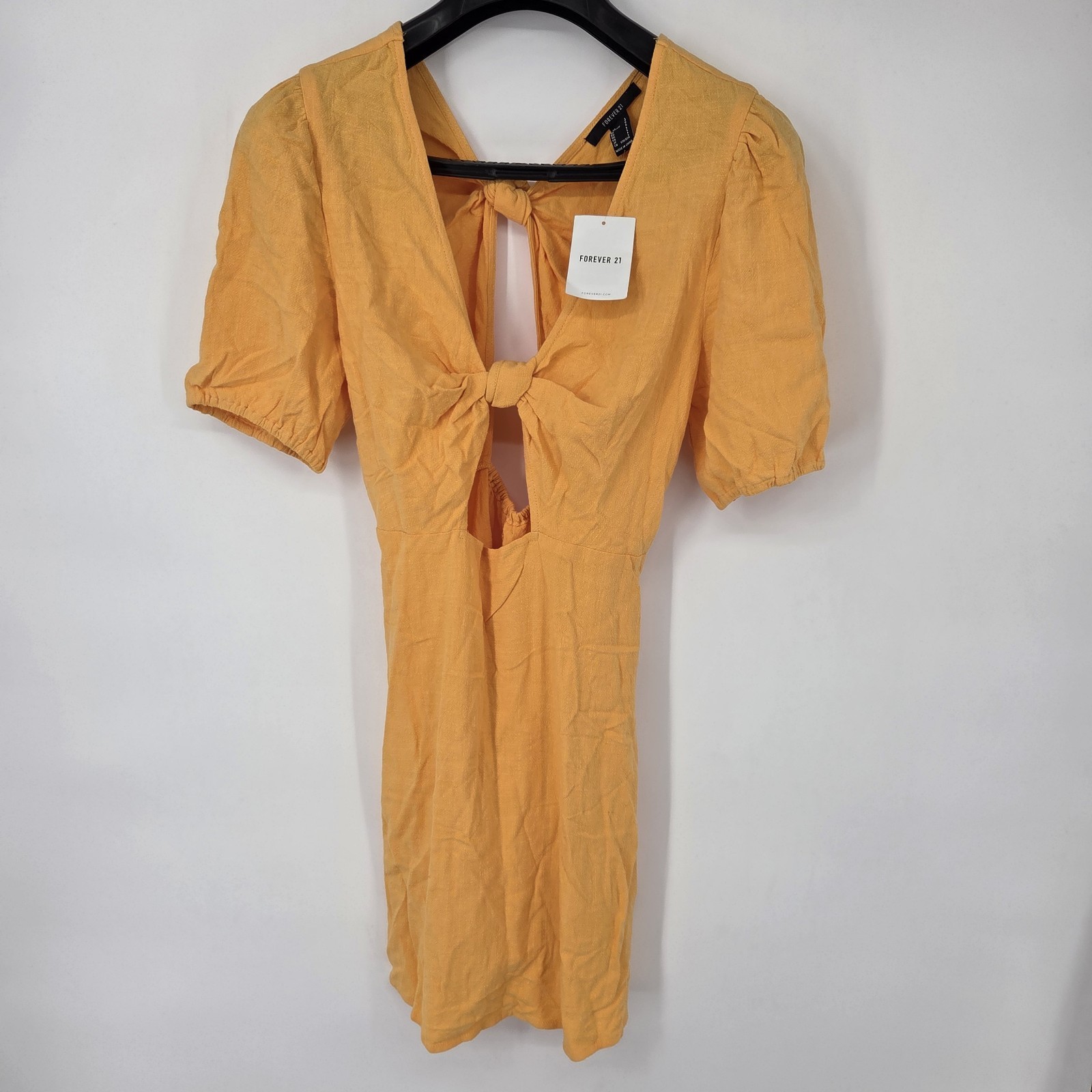 NEW FOREVER 21 Mini Sundress Womens Large Yellow Cut Out Front and Back NWT