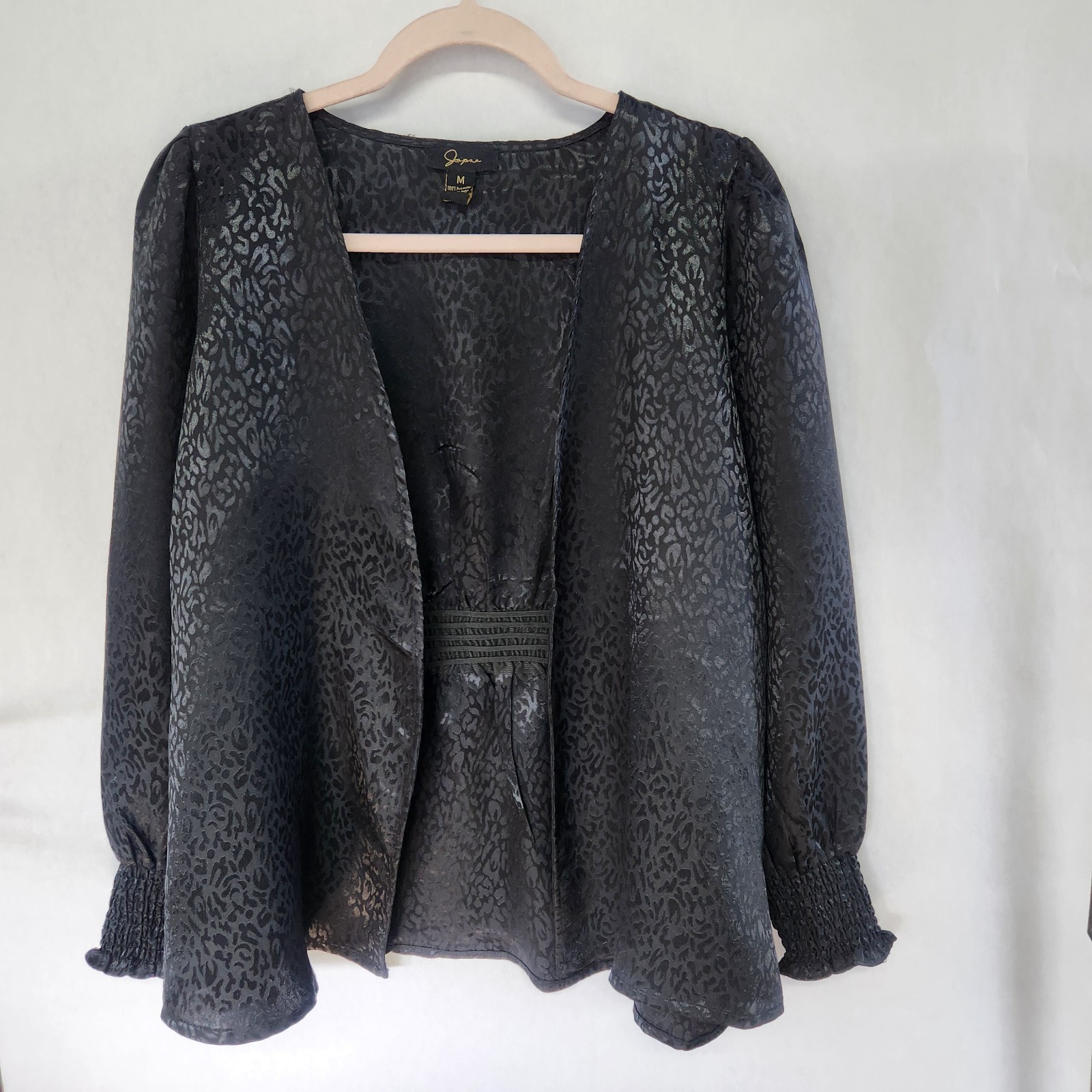 NWT BLACK JACQUARD LIGHTWEIGHT FABRIC SHEER JACKET SIZE M