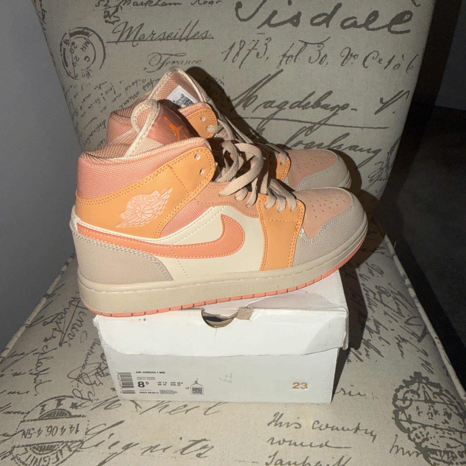 Size 8 1/2 Air Jordan 1 Mid Apricot W