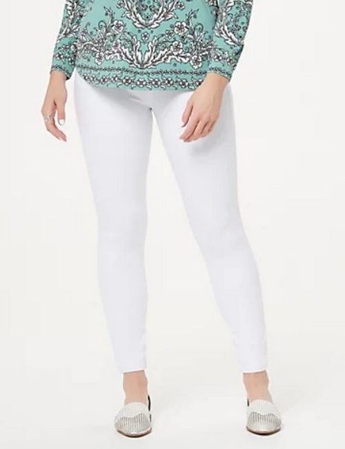 Belle Kim Gravel White Petite Flexibelle Back Zip Jegging Jeans New