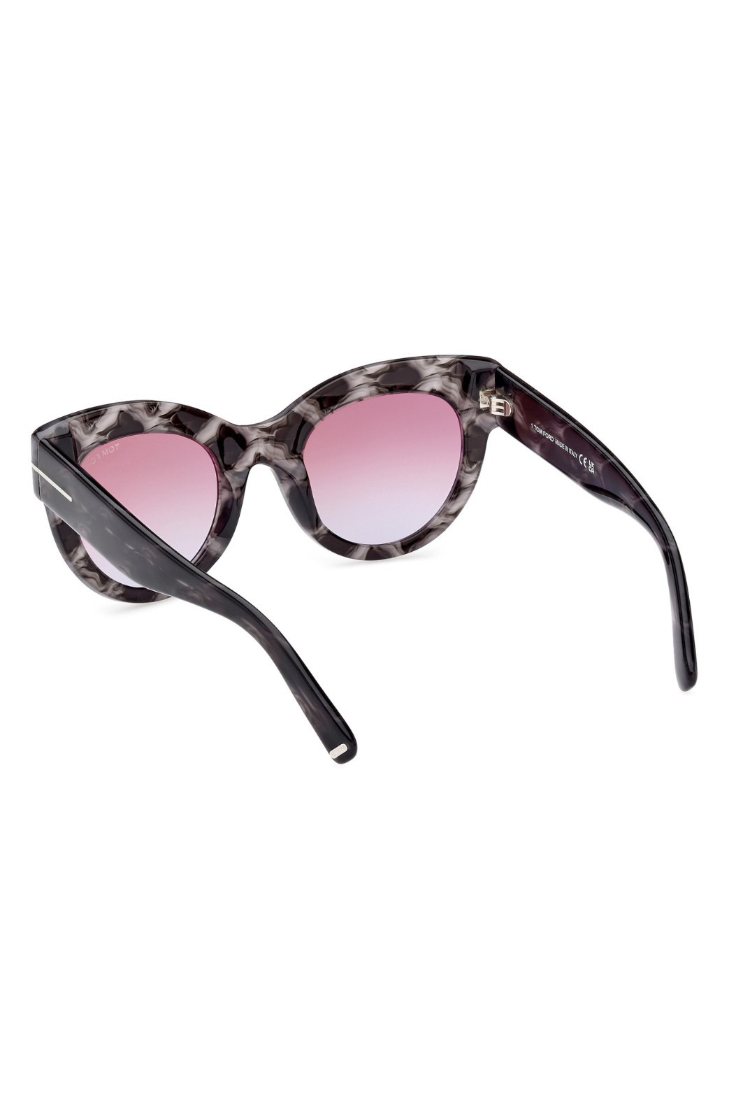 Tom Ford Lucilla Cat Eye Sunglasses Gray Marbled Frame Pink Gradient UV400