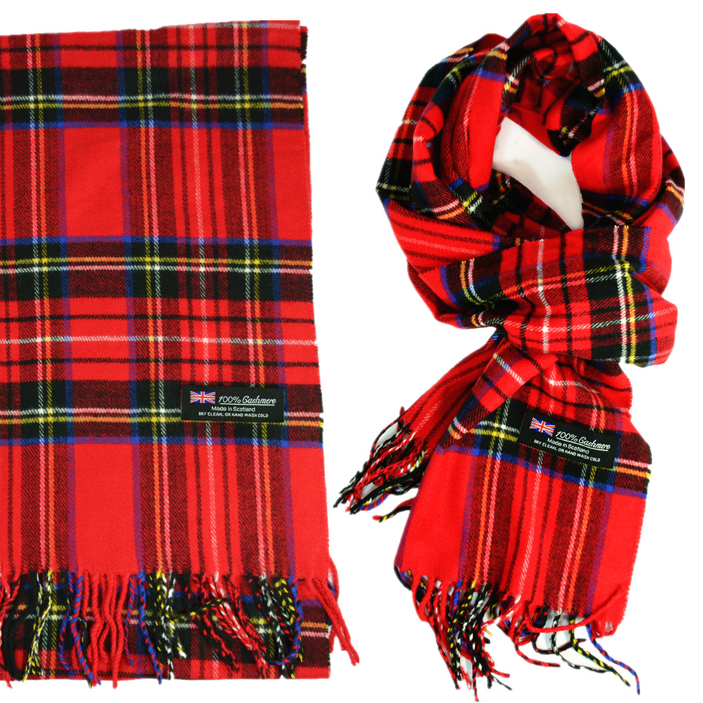 Wholesale Lot For Unisex Royal Stewart 100% CASHMERE Scarf Check Plaid Tartan
