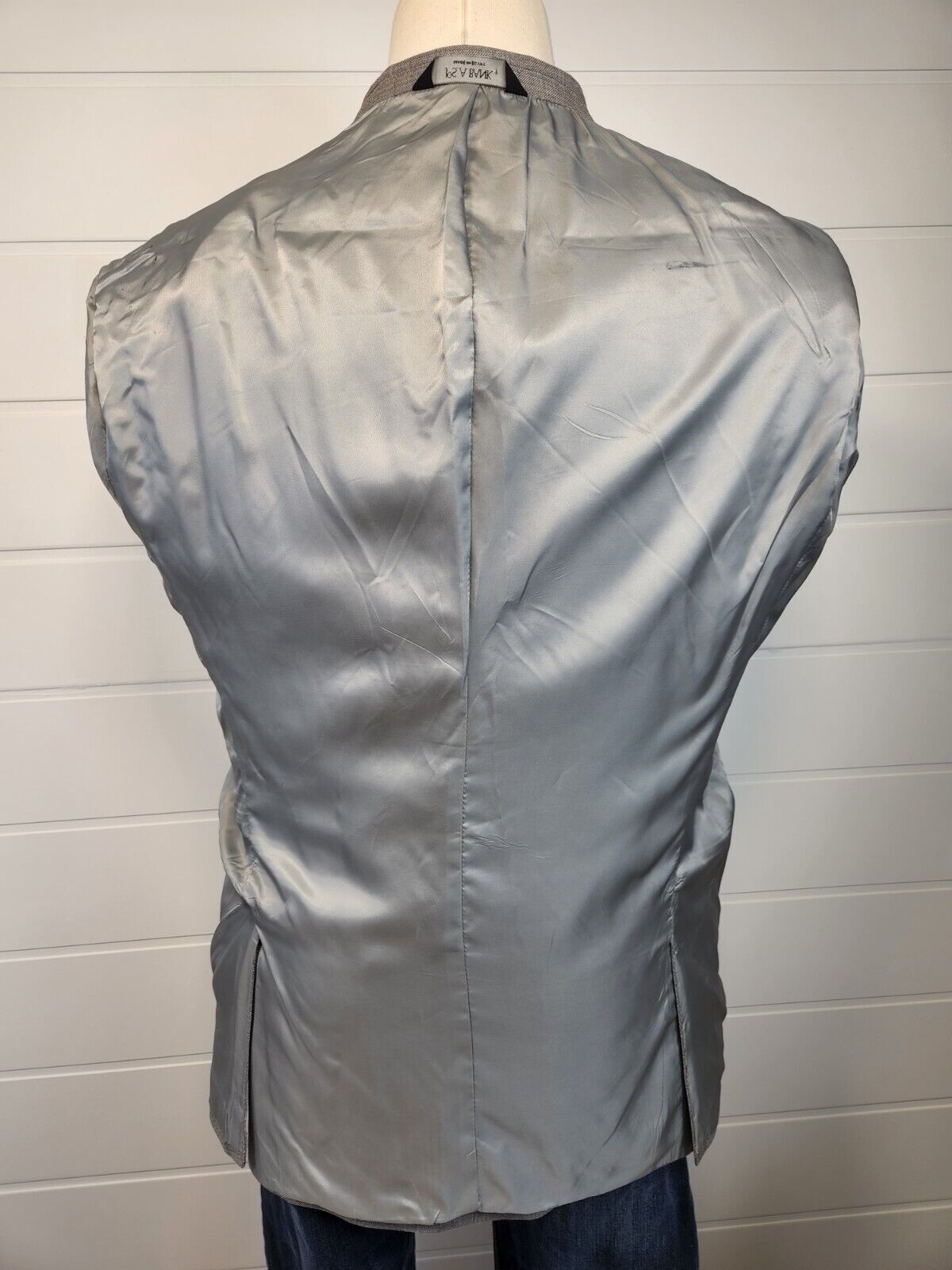Jos A Bank Mens Two Button Blazer Signature Coll Grey Glen Check Silk Blend 46R