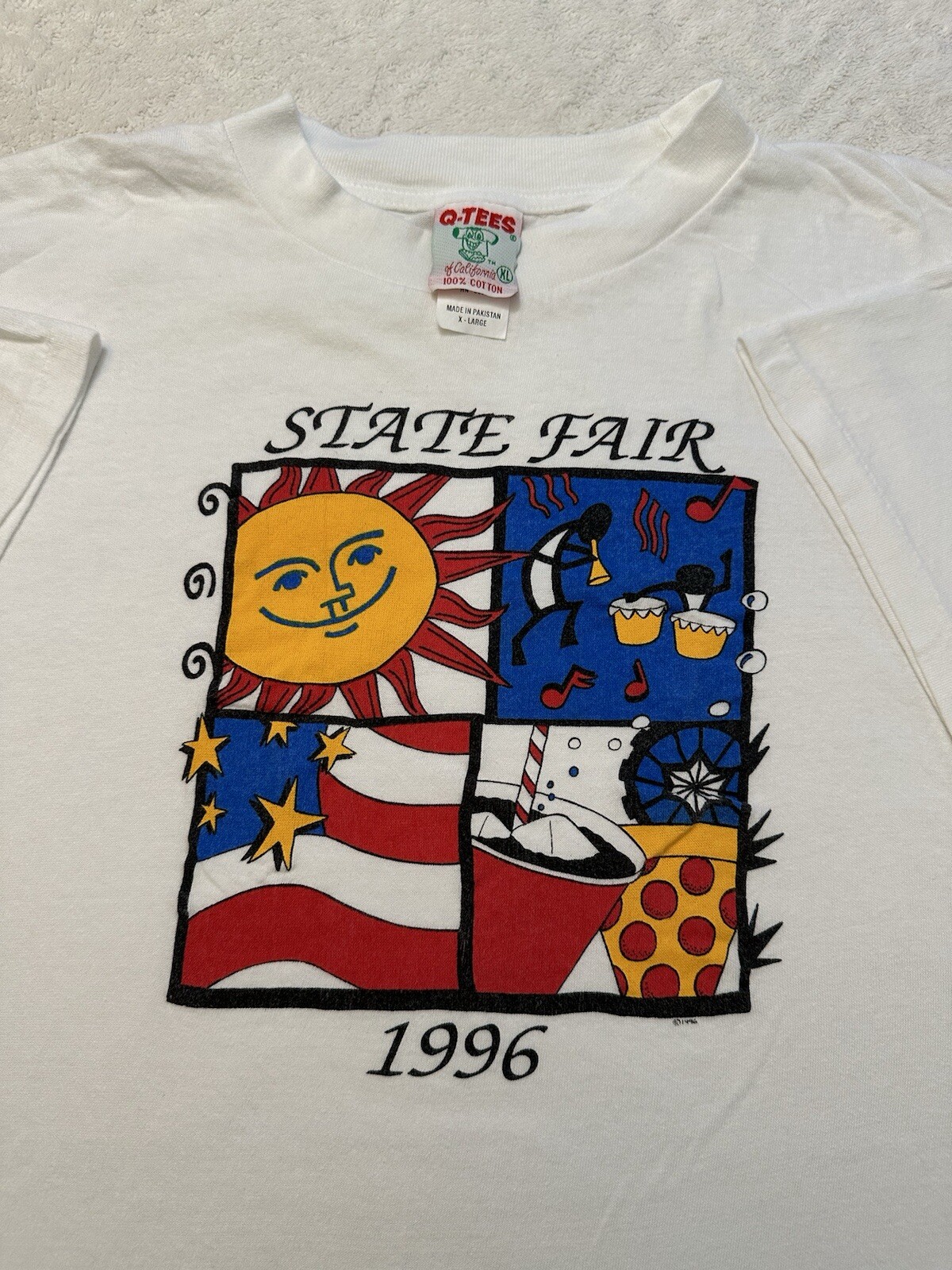 Vintage 1990s 90s California State Fair USA Flag Sunshine T-Shirt XL Barely Worn