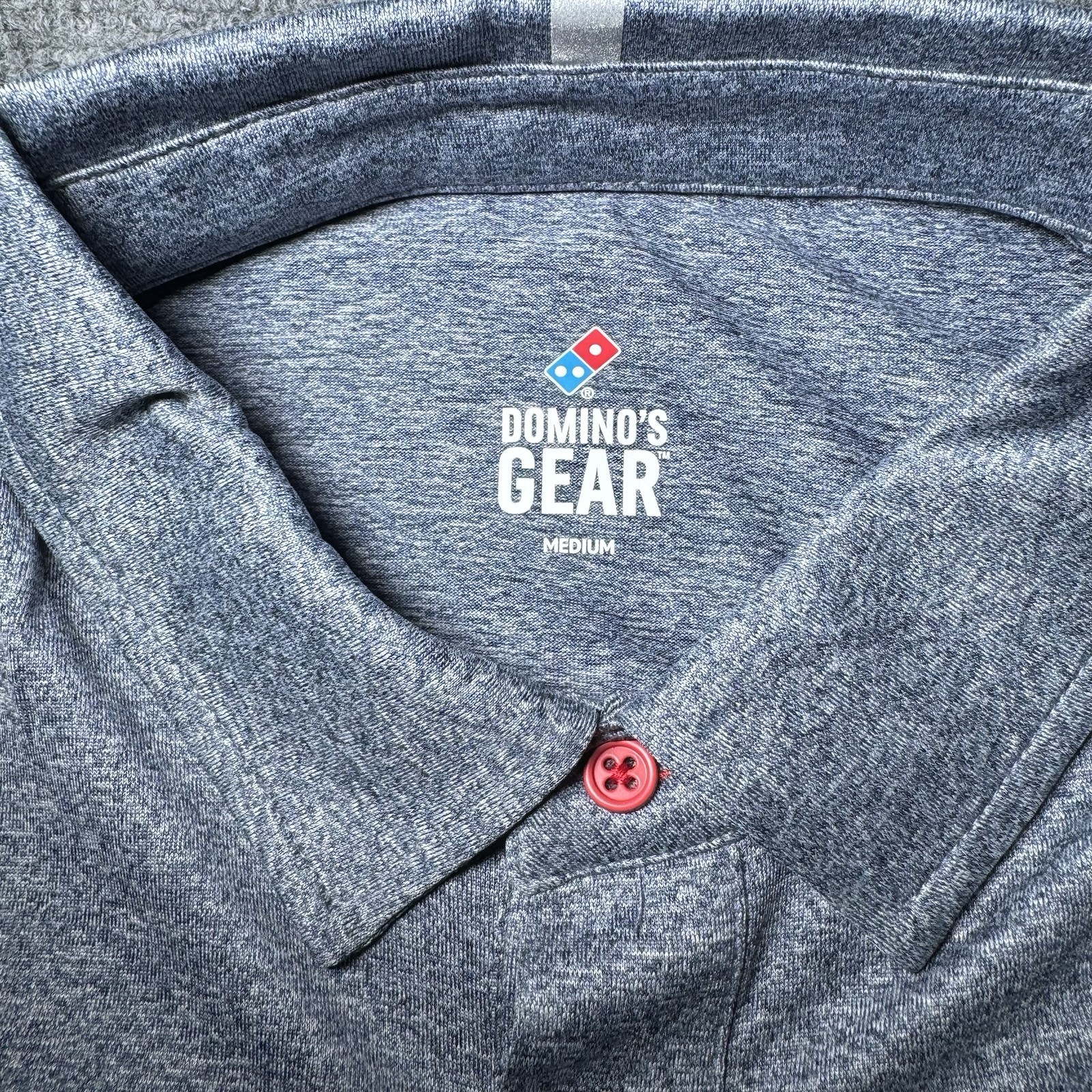 Domino’s Gear Polo Shirt Men Medium Blue Heather Pizza Uniform Work