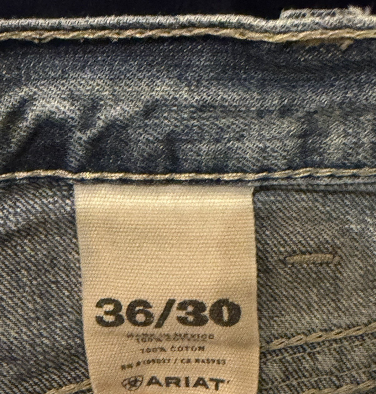 Ariat Mens Jeans 36×30 Bootcut Light Wash Heavy Stitch Western Denim