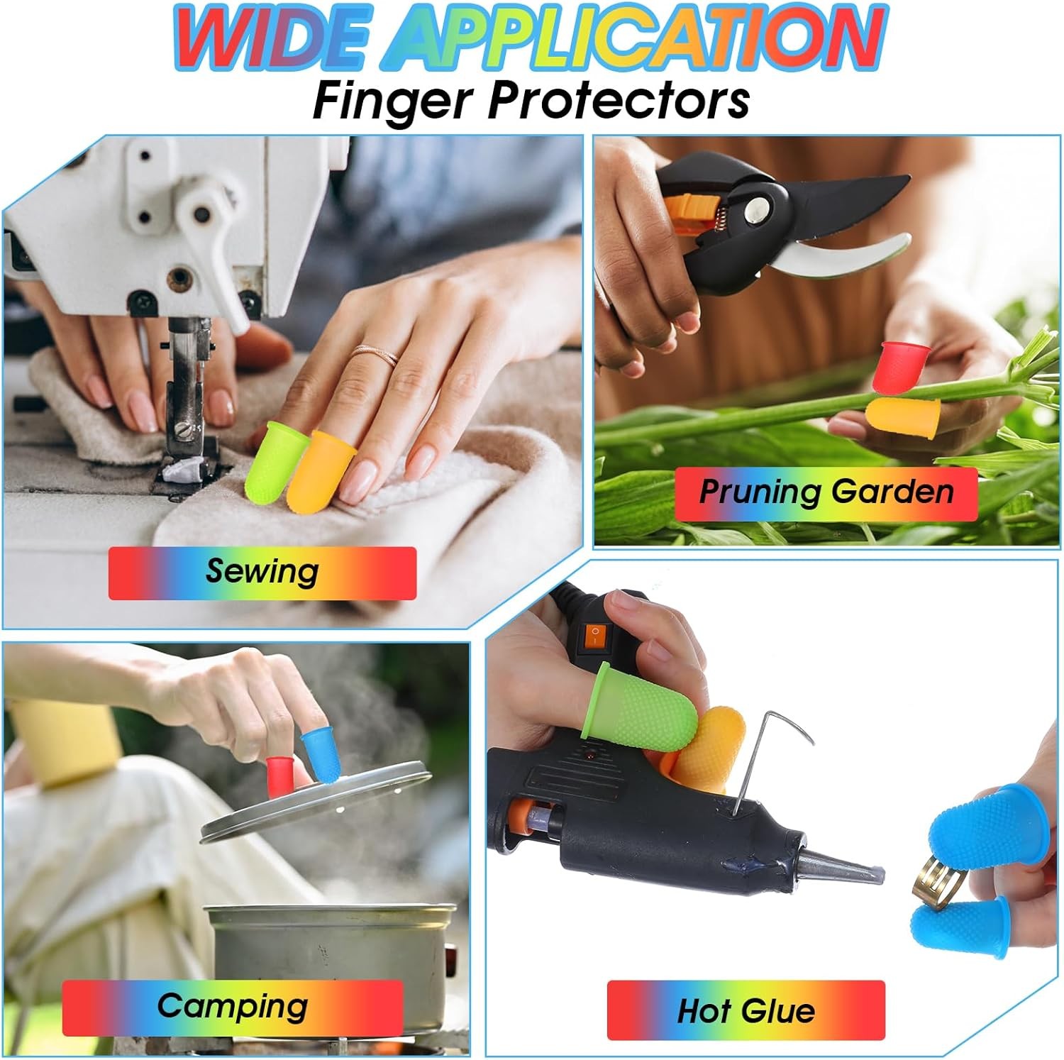 40 Pcs Rubber Finger Tips Office Silicone Thumb Protectors Anti-Slip Grip