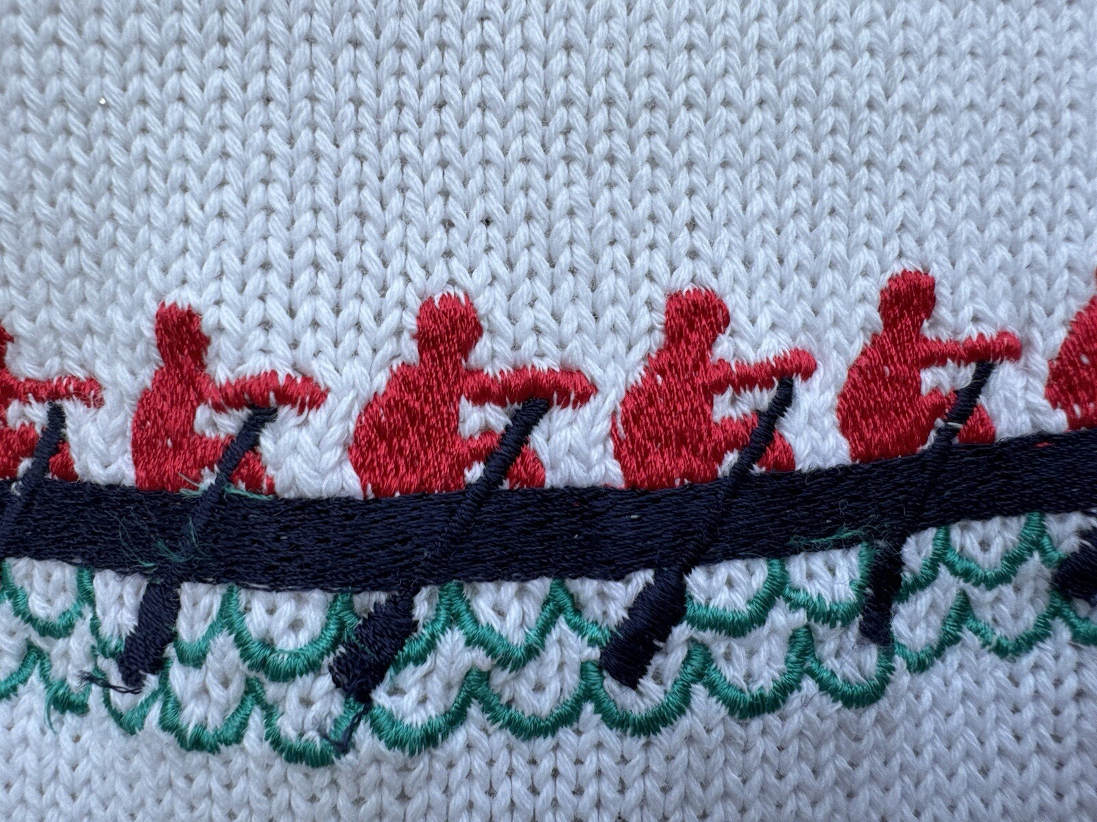 FLAWS Vintage Rowing Boat Knit Sweater Lake Preppy Nautical Summer 4th of July