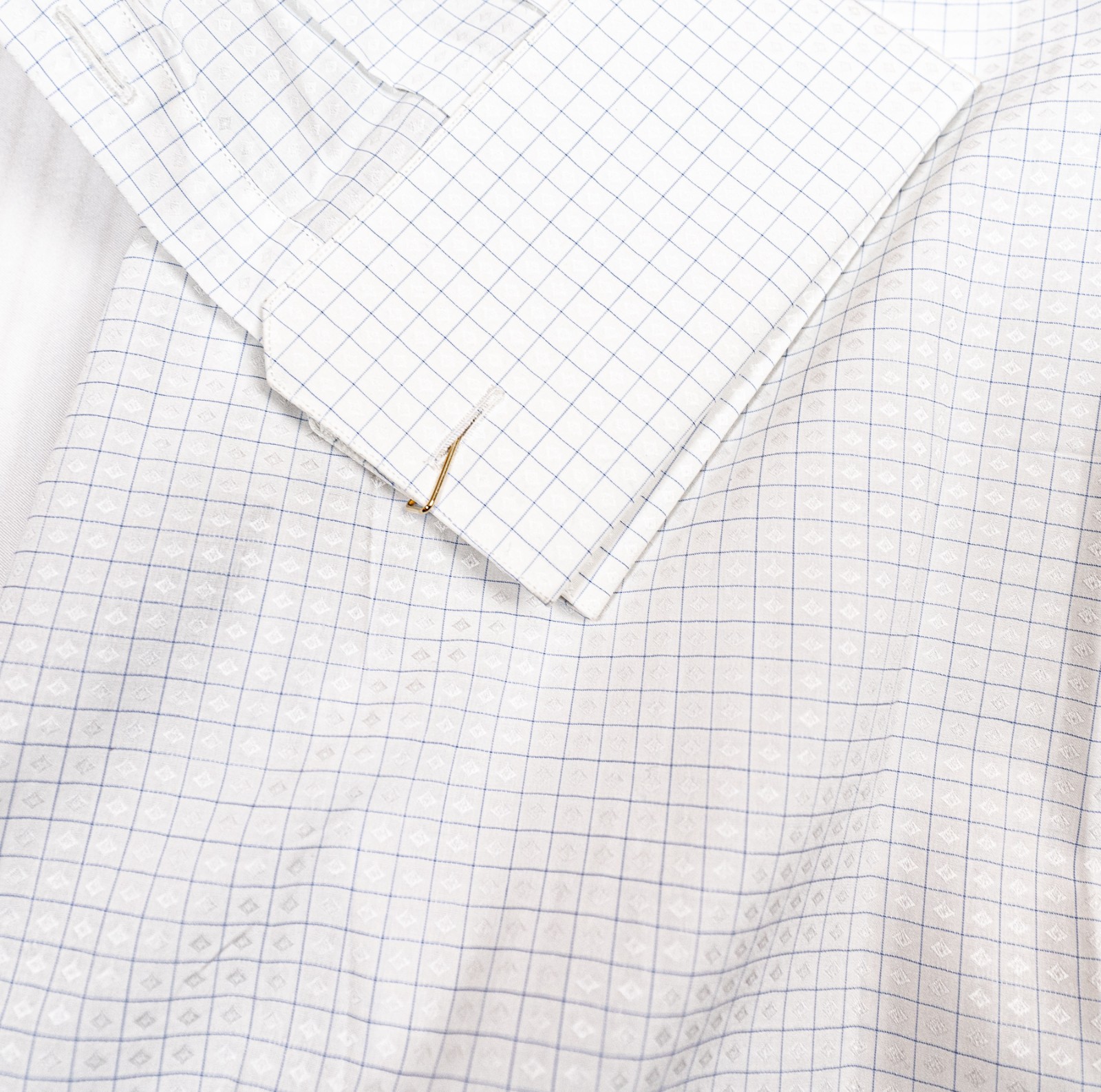 NWT STEFANO RICCI White Micro-Check Cotton Shirt Men’s 17 1/2 Neiman Marcus