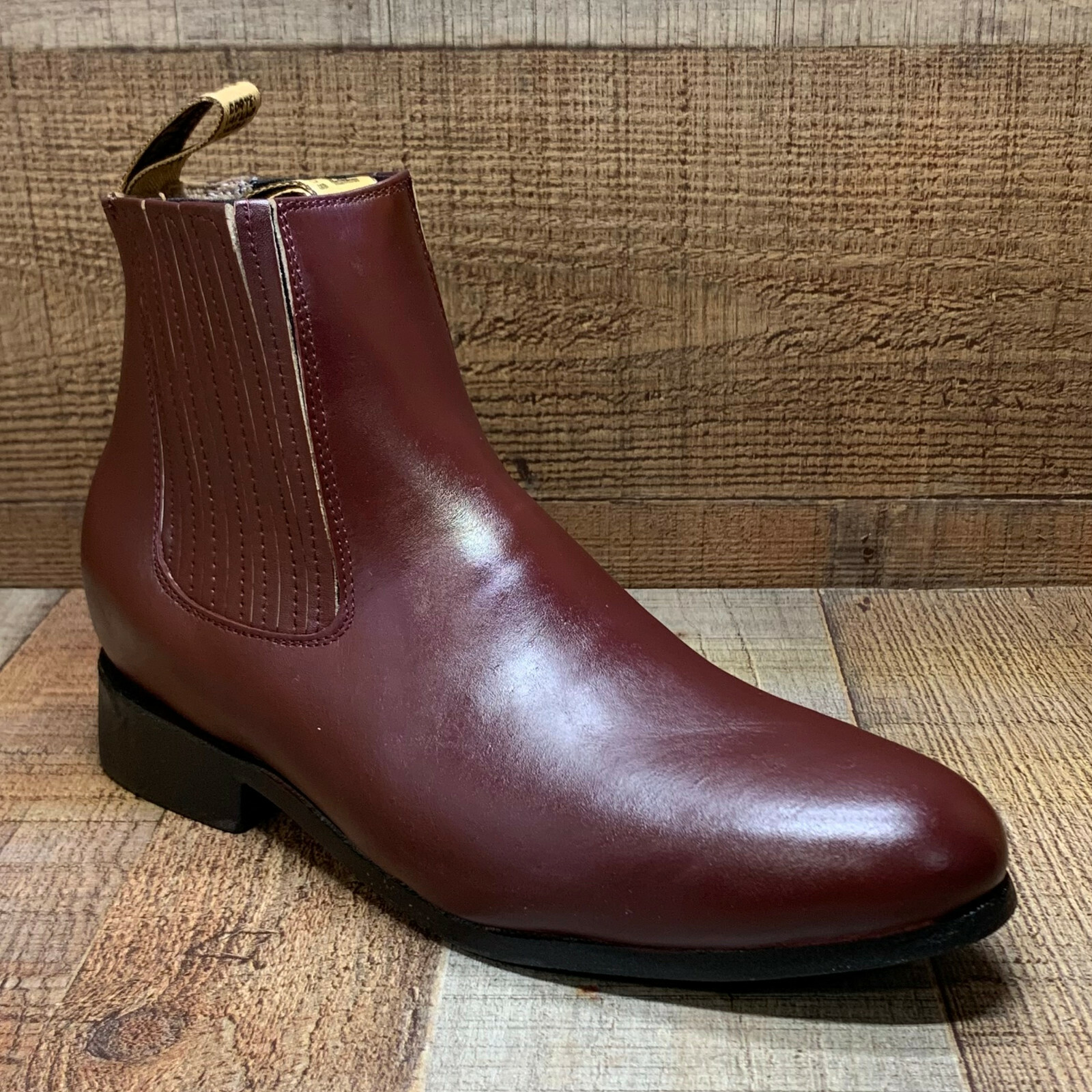 Men Charro Botin Vaquero Redondo Napa Western Cowboy Half boot Chelsea Round Toe