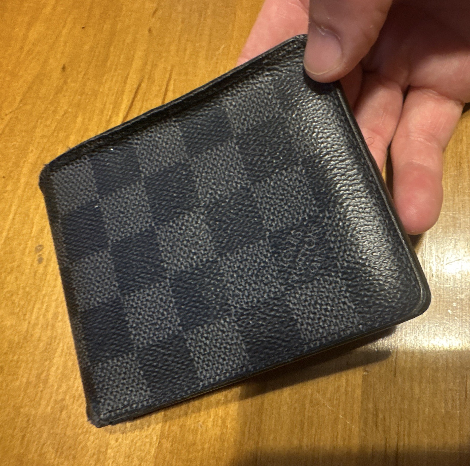 Louis Vuitton Damier Graphite Check Bifold Wallet Black Gray, Men’s Card
