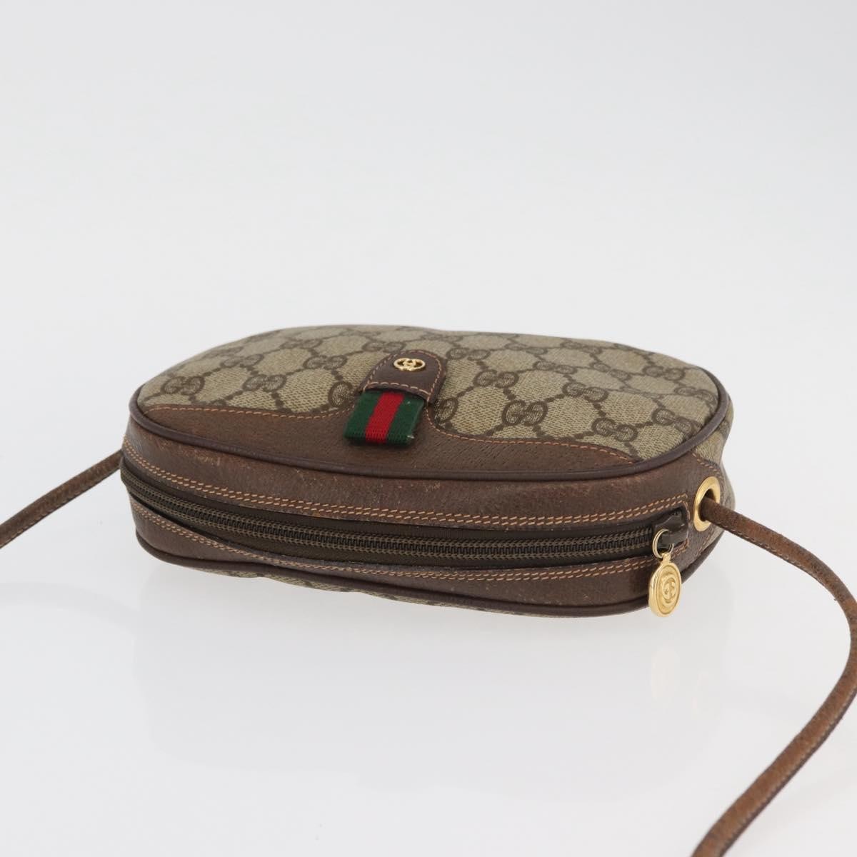 GUCCI GG Supreme Web Sherry Line Bag PVC Beige Gold 007 58 6112 Auth 176401