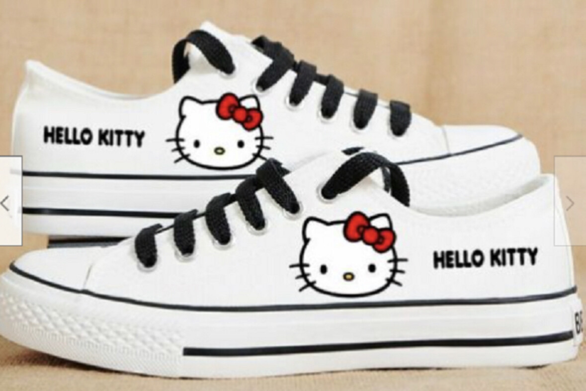 White Women Sport Flat Kitty Sports Sneakers 6,7,8,9 Hello Kitty Sanrio Kawaii