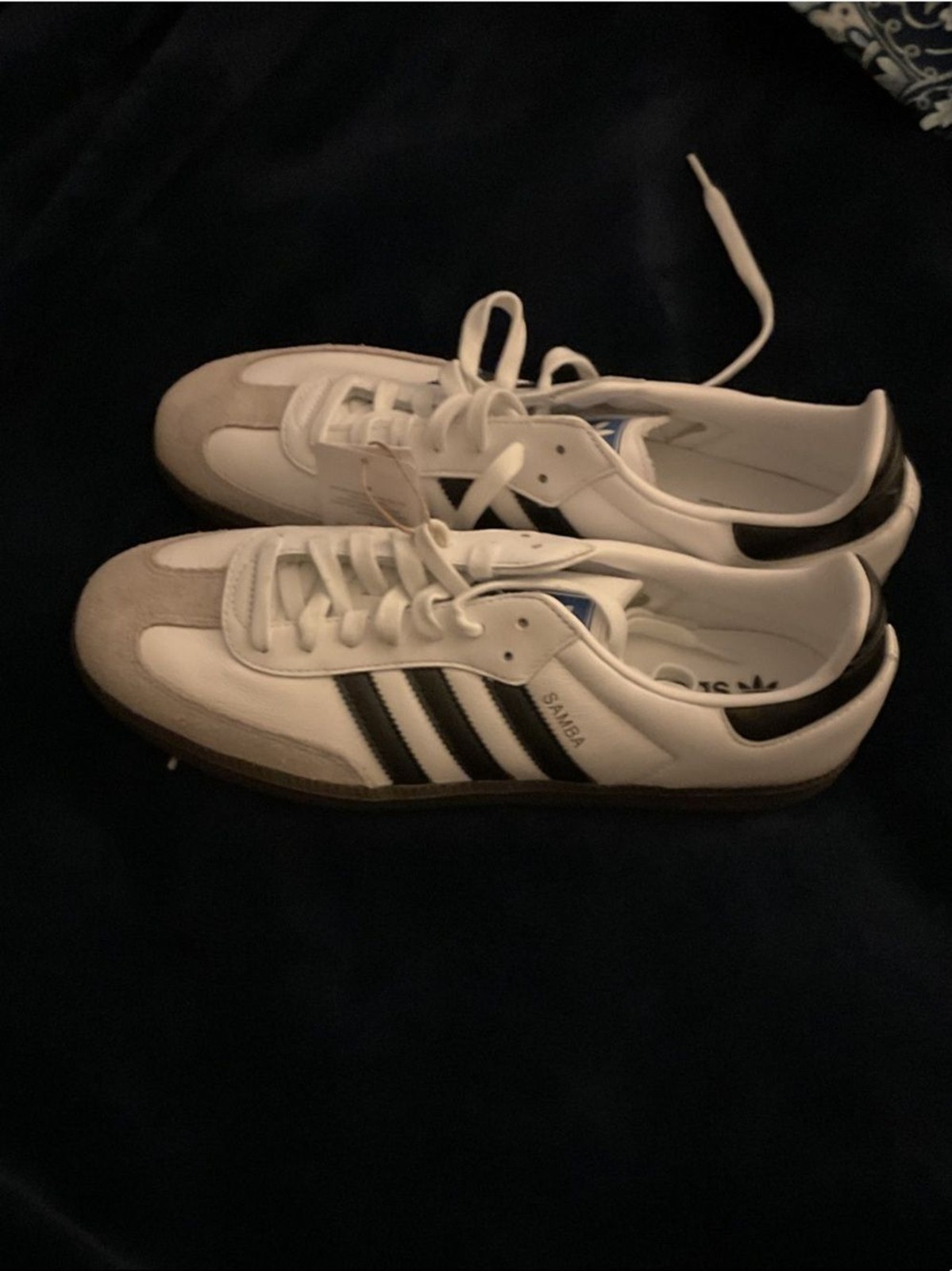 adidas Samba Sneakers in White and Black with Gum Sole