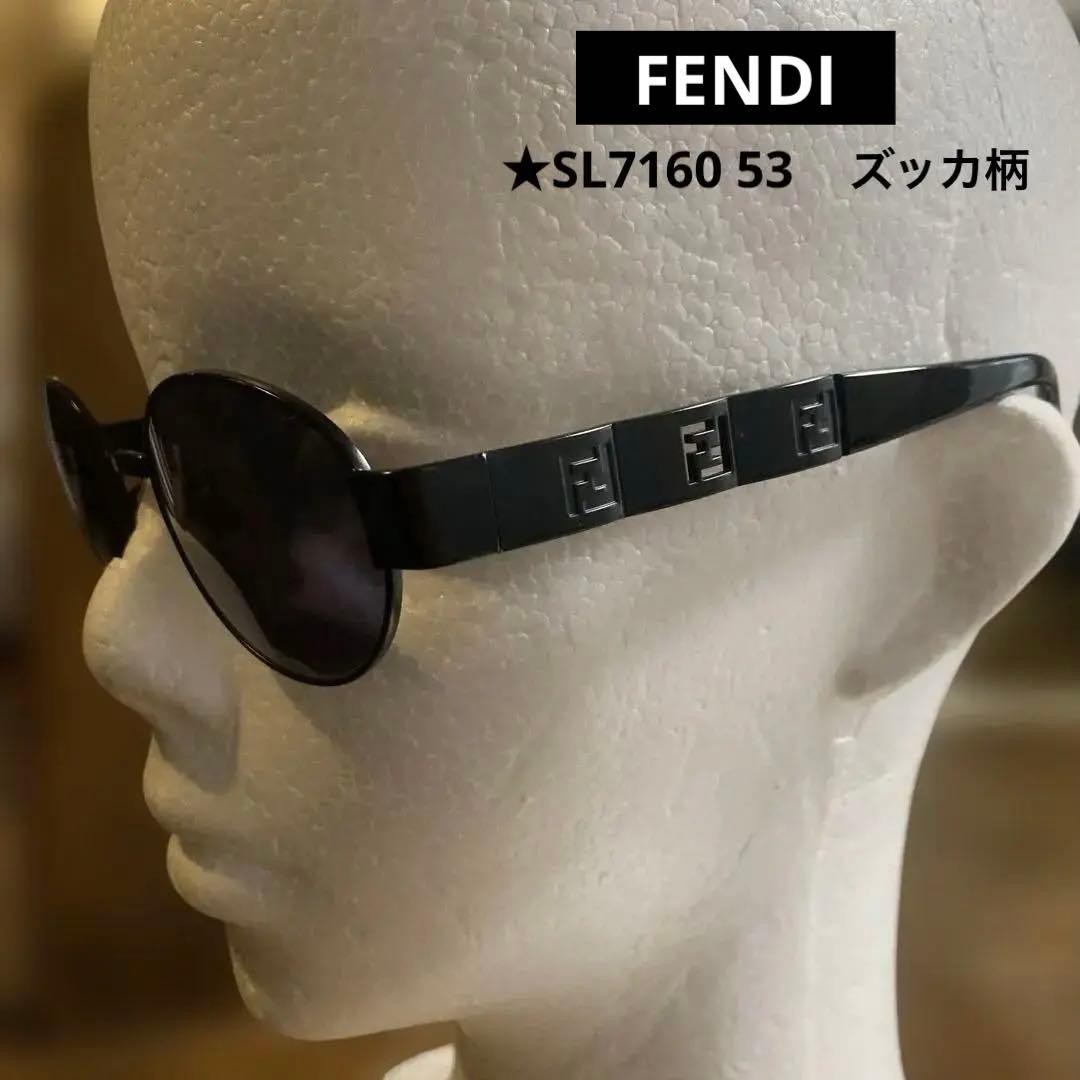 FENDI Sunglasses SL7160 53 Zucca Pattern, Made In Italy, Black