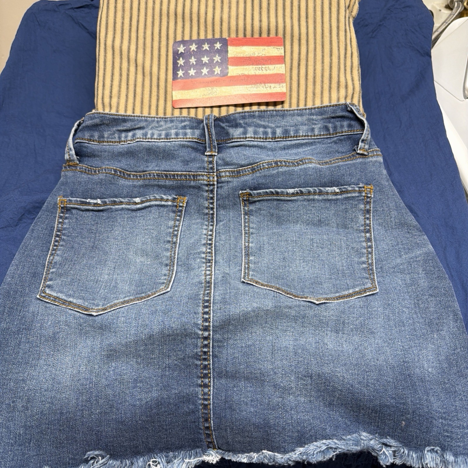 MUDD Flx Stretch WOMENS Denim Jean Skirt Button Down Front, 5 Pocket JR Size 5